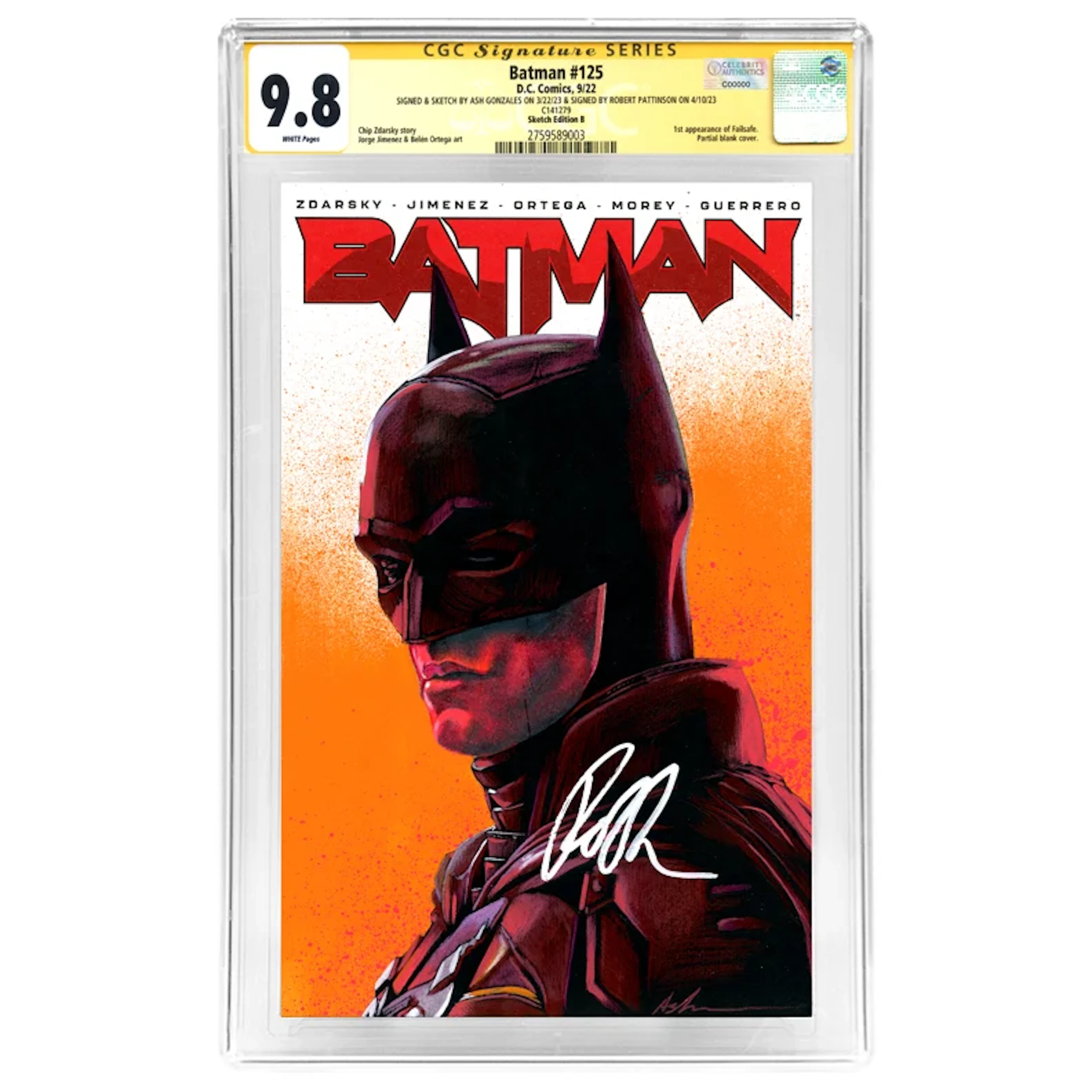 Robert Pattinson Autographed 2022 Batman Detective Comics #125 Original