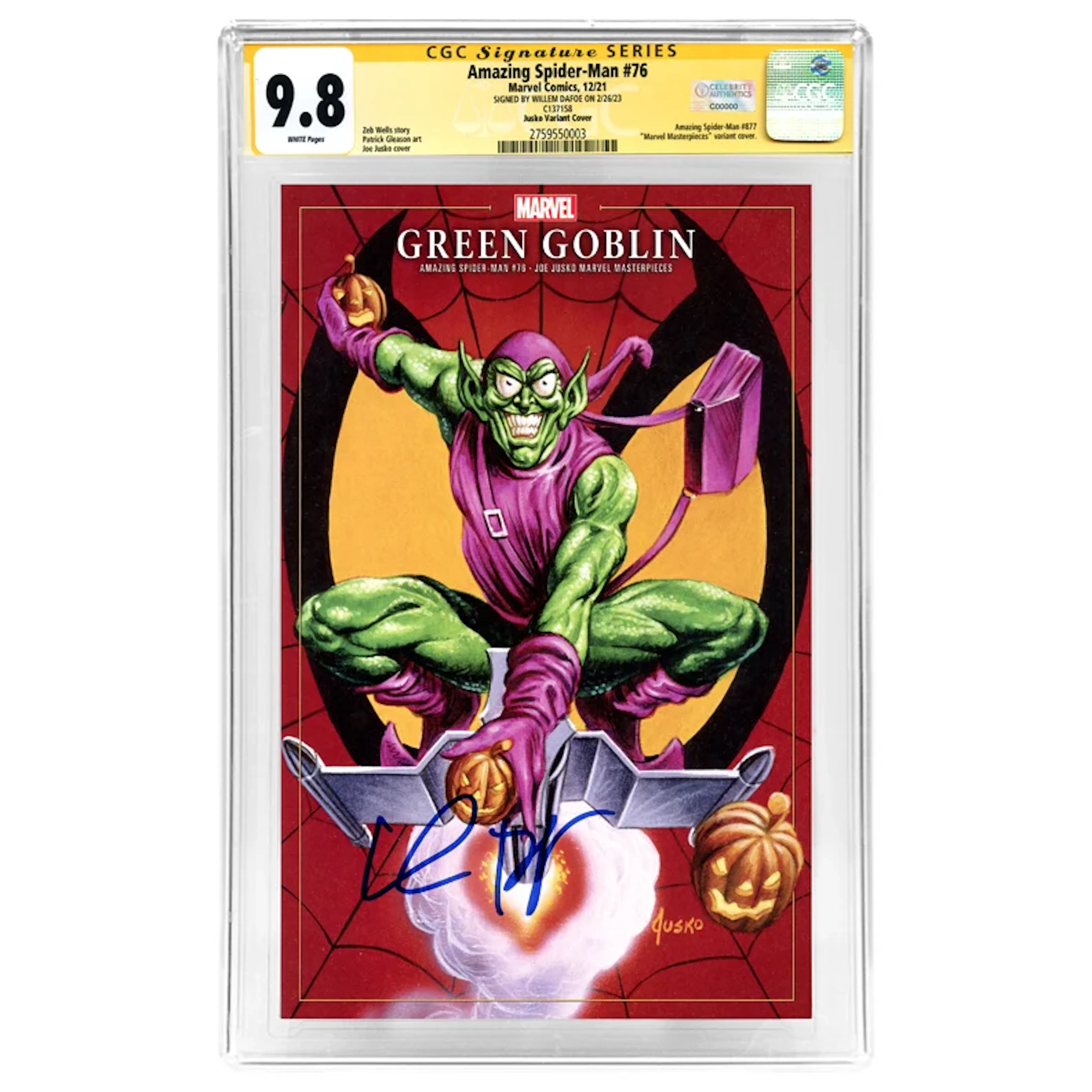 Willem Dafoe Autographed 2021 Amazing Spider-Man # 76 Jusko Variant