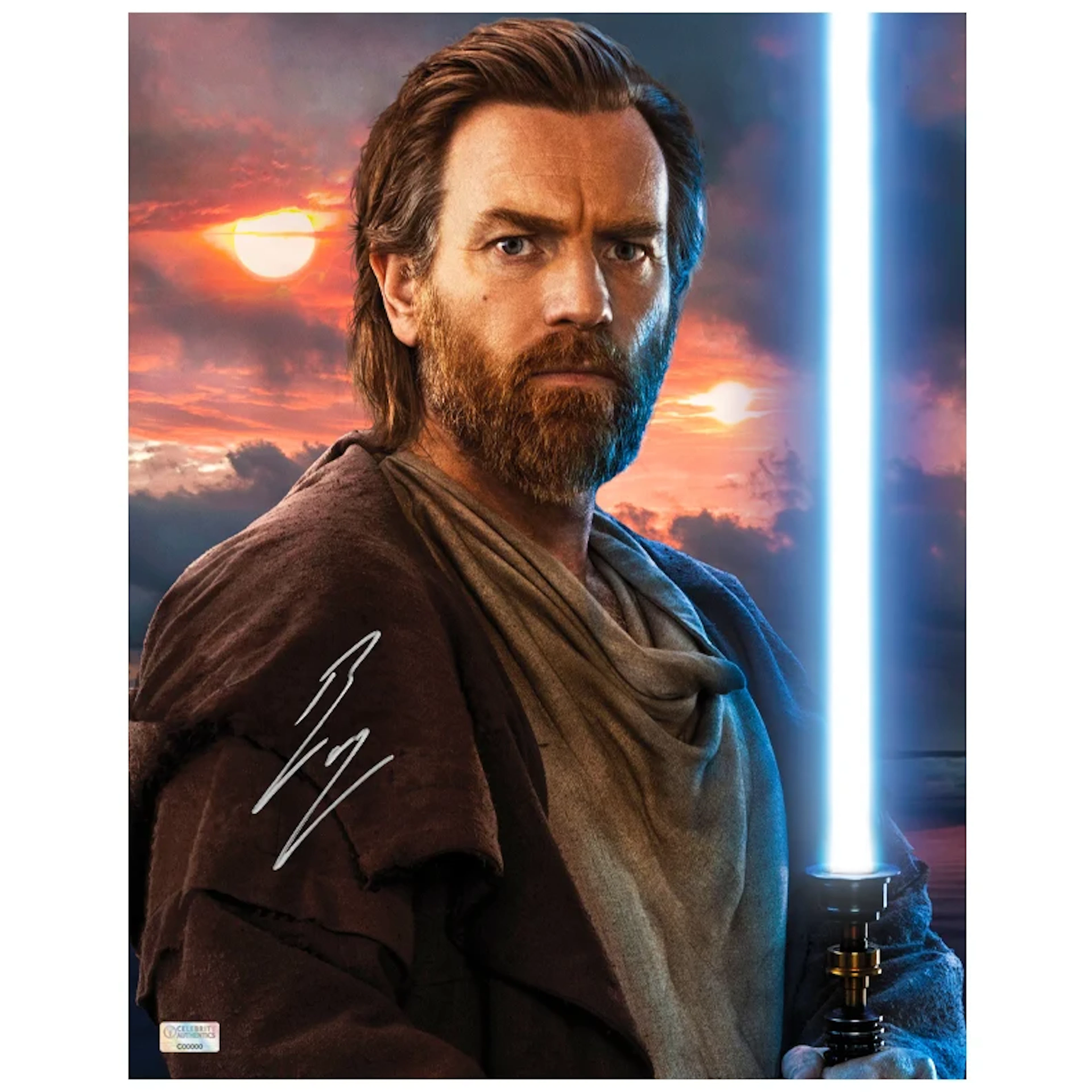 Ewan McGregor Autographed Star Wars Obi Wan Kenobi Jedi Lightsaber 11x14 Photo