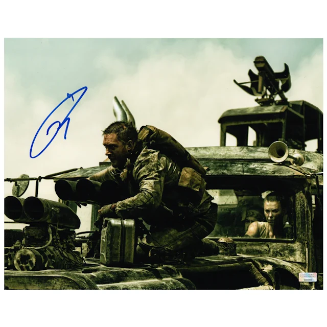 Tom Hardy Autographed 2015 Mad Max Fury Road Max Rockatansky 11x14 Battle Photo