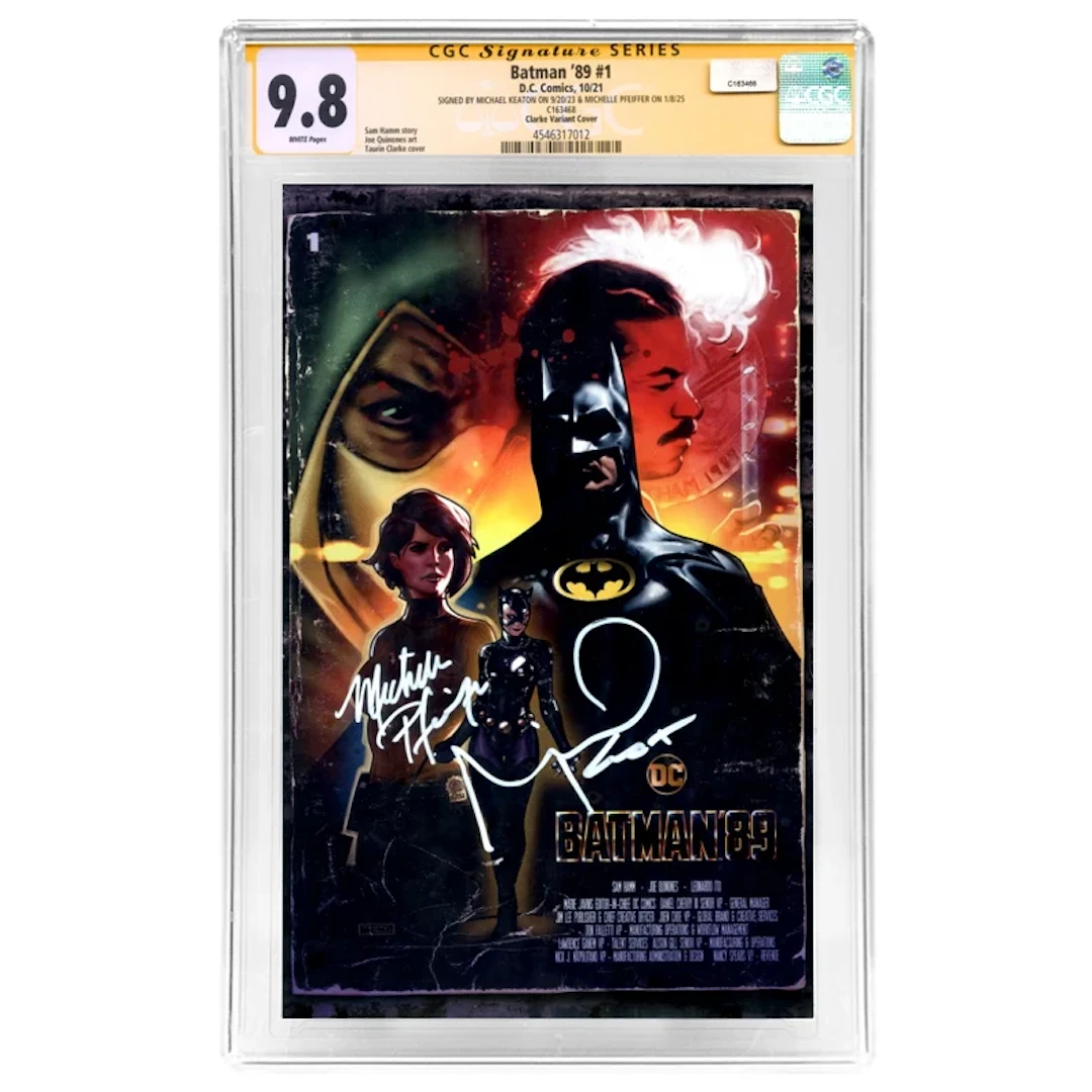 Michael Keaton, Michelle Pfeiffer Autographed 2021 Batman '89 #1 Clarke
