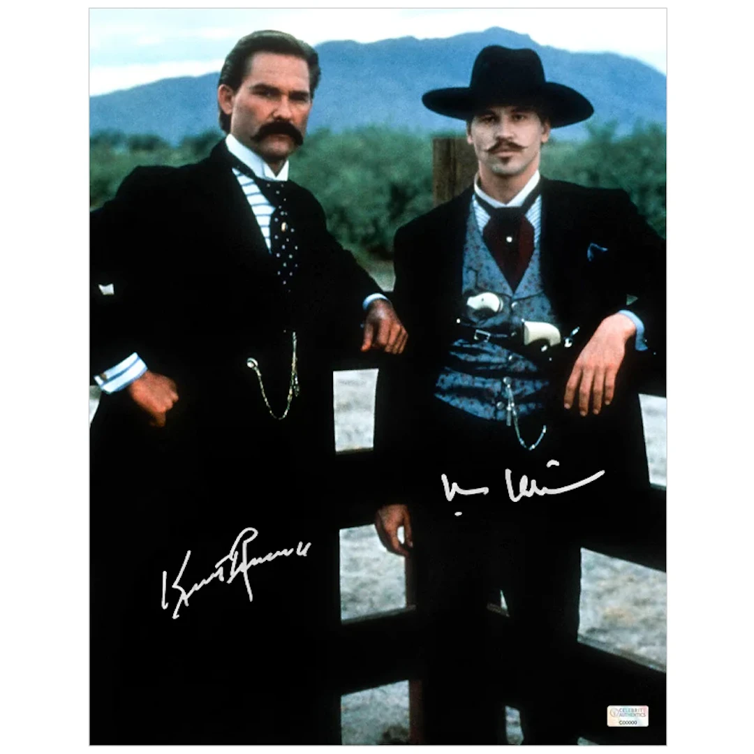 Kurt Russell, Val Kilmer Autographed Tombstone Wyatt and Doc 11x14 Photo