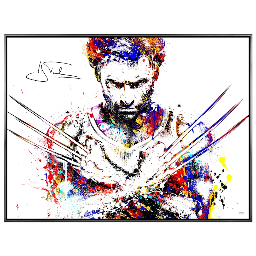 Hugh Jackman Autographed Michael Ferrari Wolverine 30"×40" Framed Canvas Giclée