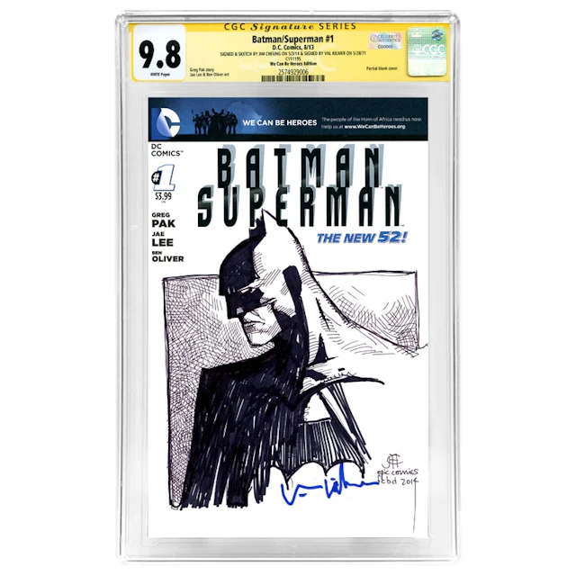 Val Kilmer Autographed 2013 Batman/Superman #1 with Original Jim Cheung