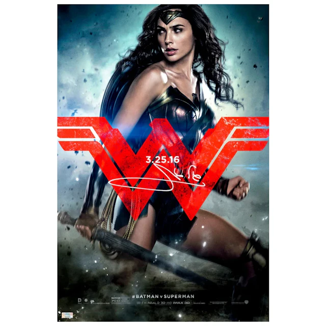 Gal Gadot Autographed 2016 Batman vs Superman Dawn of Justice 16x24