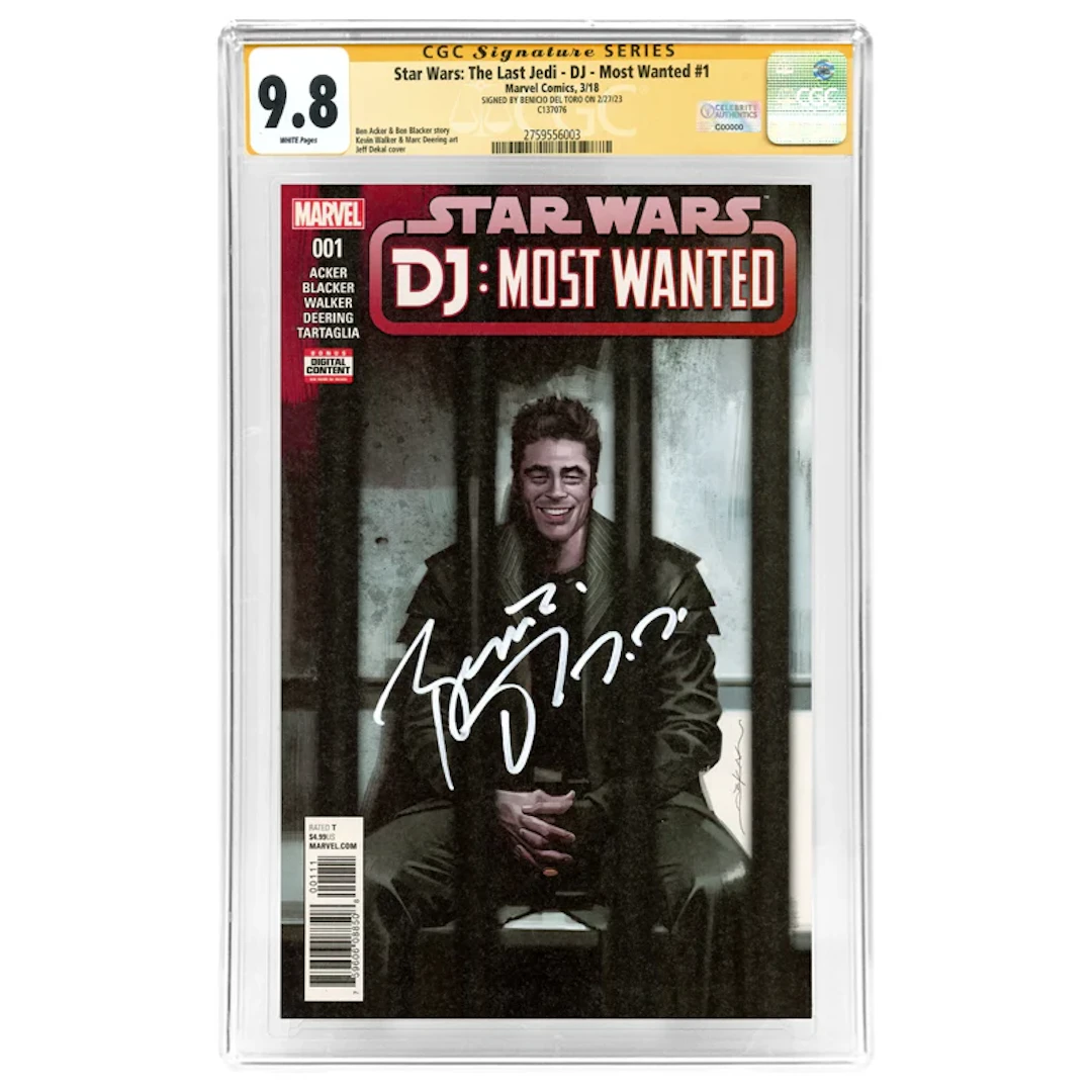 Benicio Del Toro Autographed 2018 Star Wars: The Last Jedi DJ Most