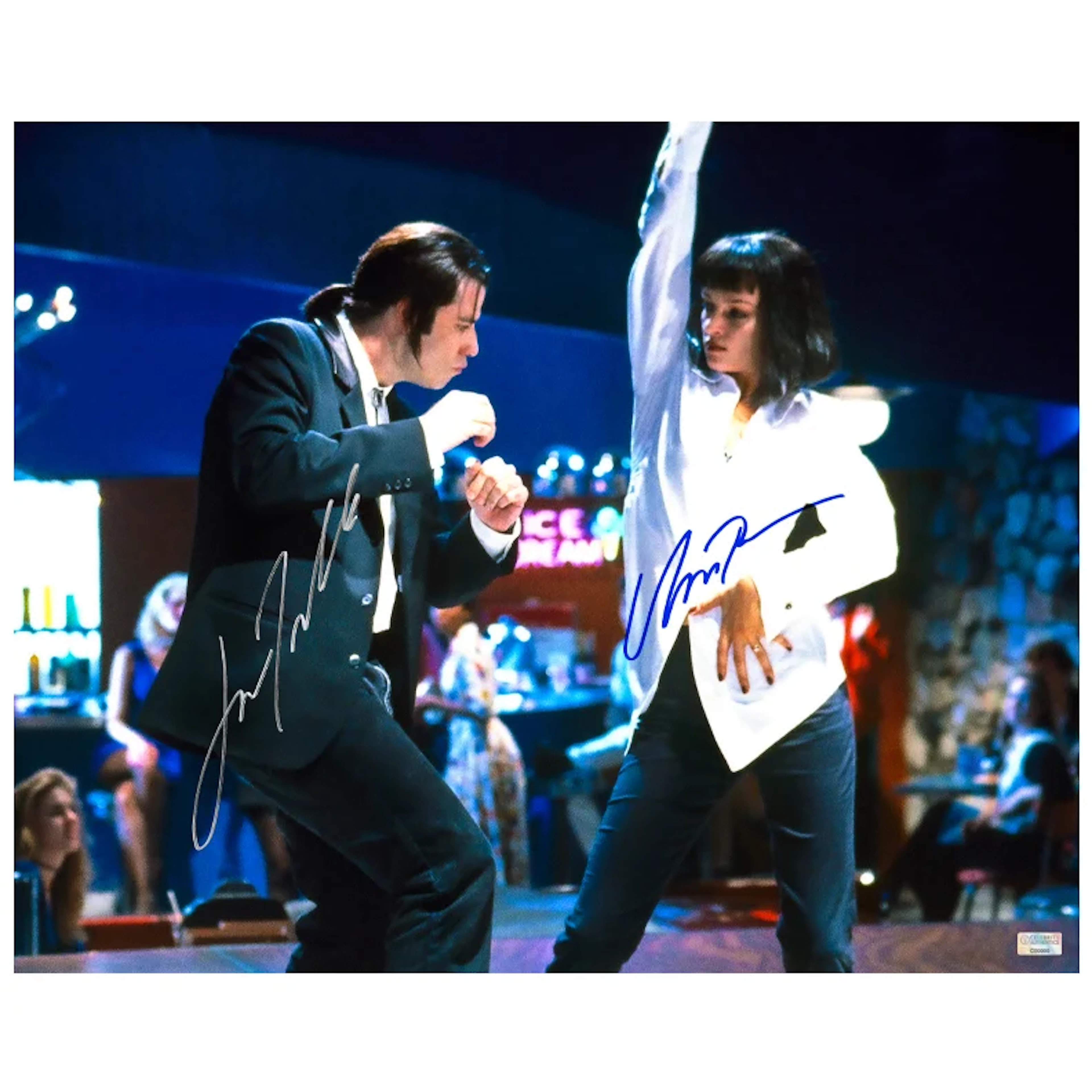 Uma Thurman and John Travolta Autographed Pulp Fiction 16x20 Classic