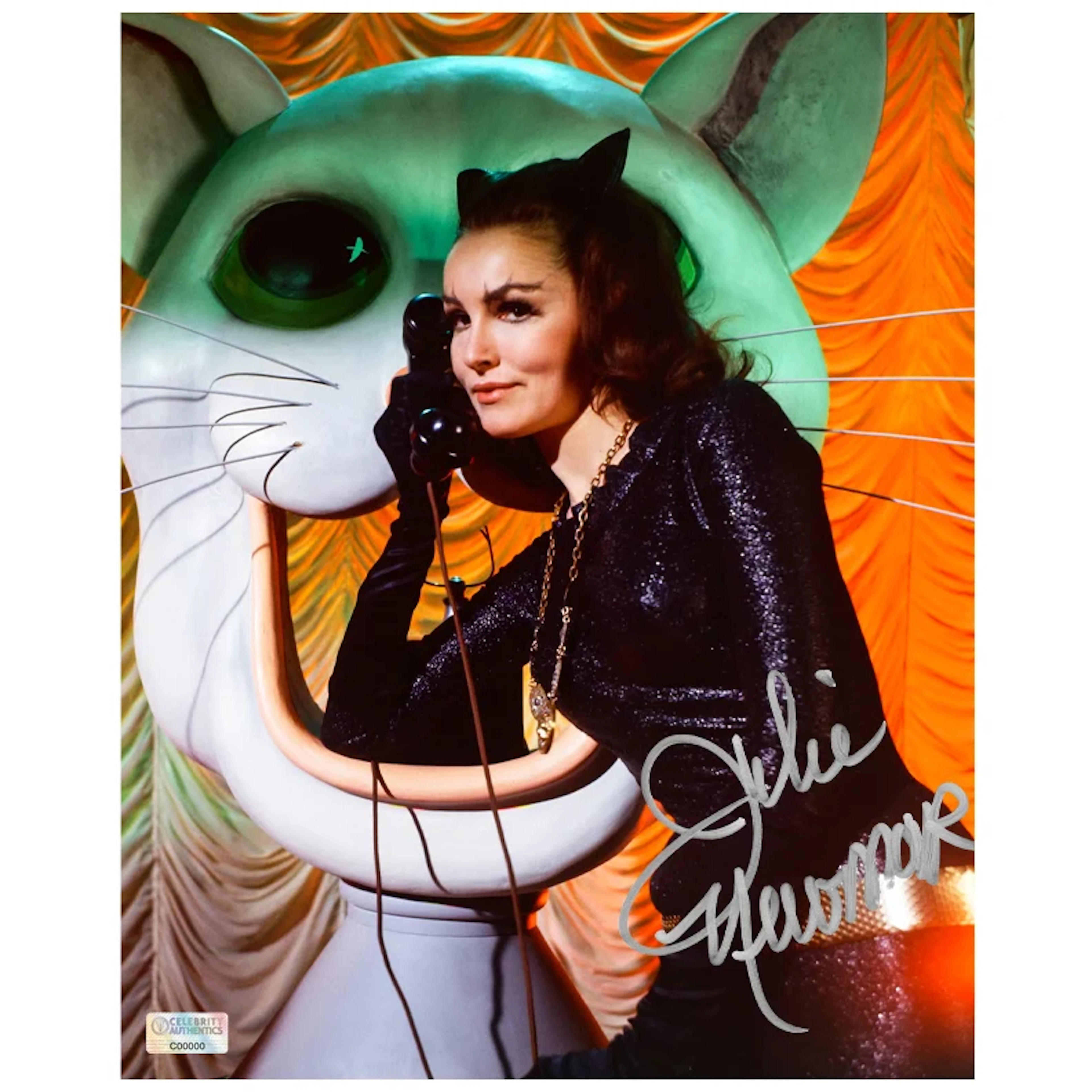 Julie Newmar Autographed 1966 Batman Catwoman's Lair 8x10 Photo