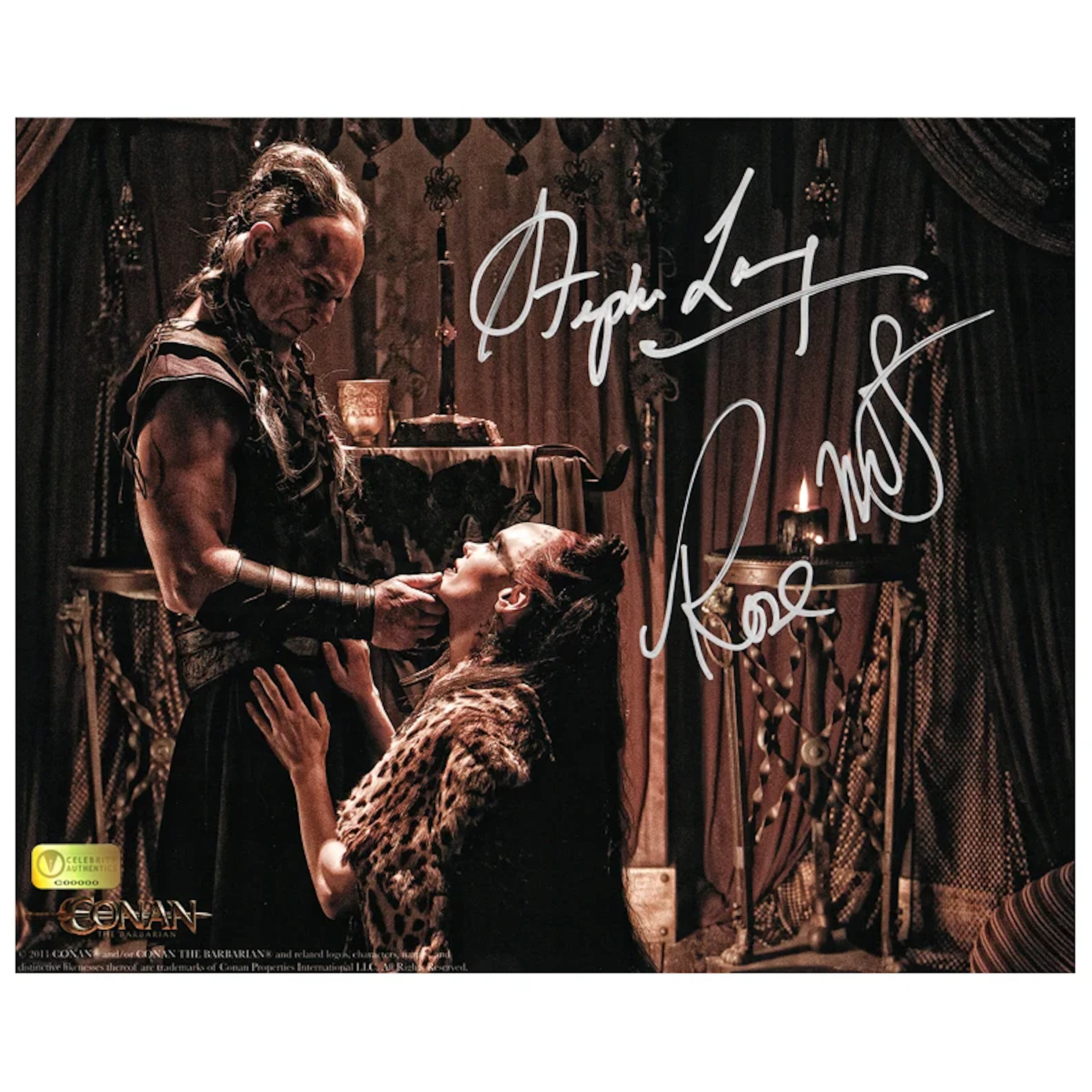 Rose McGowan and Stephen Lang Autographed Conan the Barbarian Marique