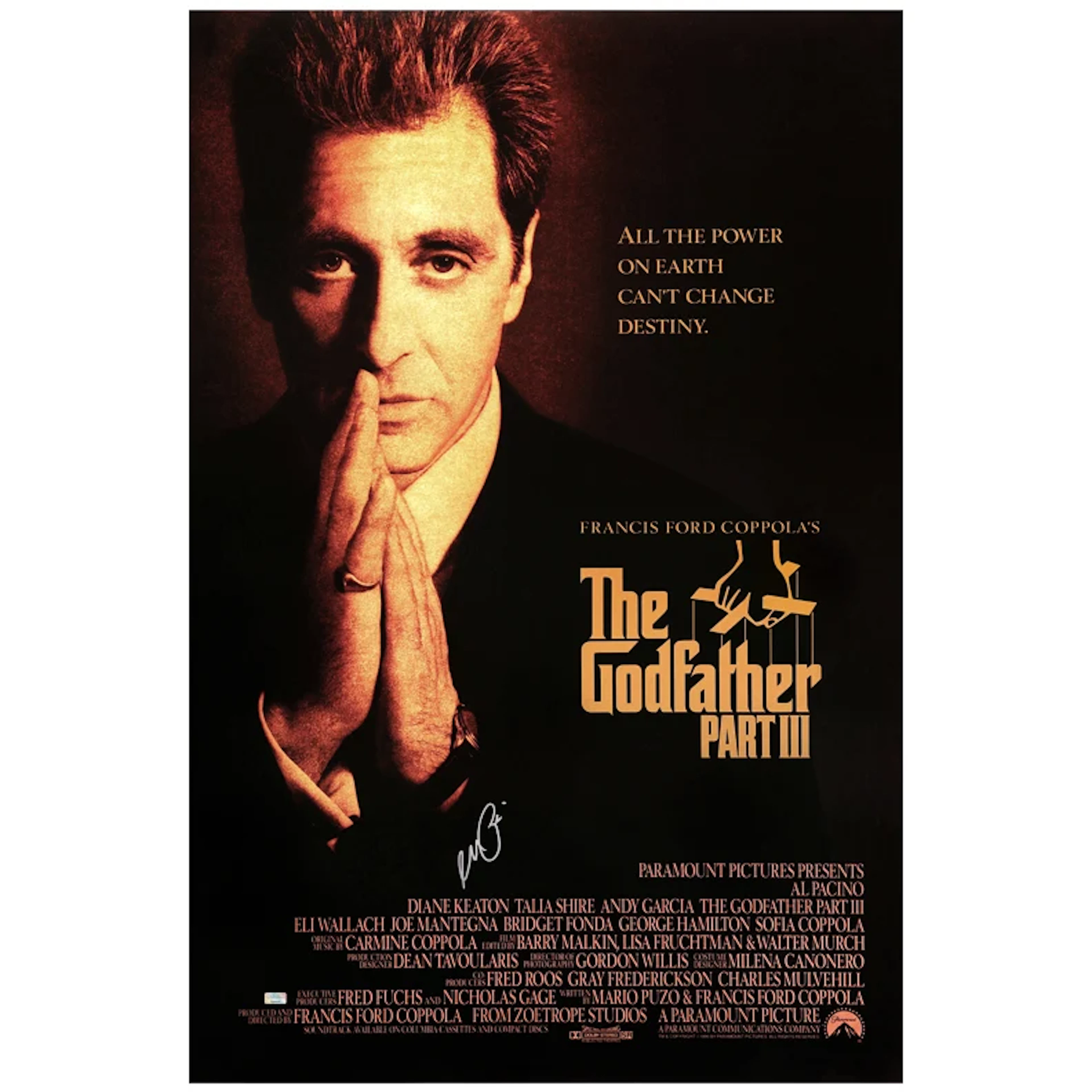 Al Pacino Autographed The Godfather: Part III 27x40 Double Sided Original