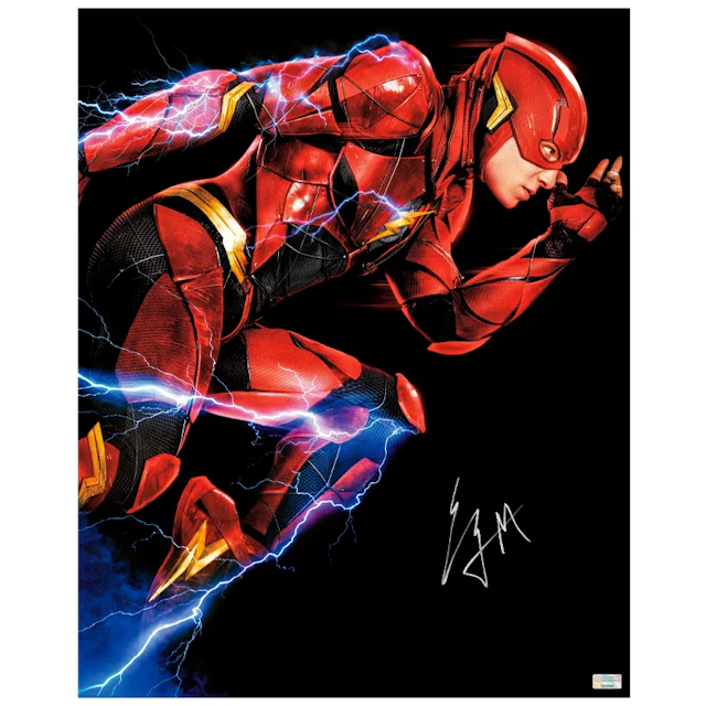 Ezra Miller Autographed 2017 Justice League The Flash Scarlet Speedster