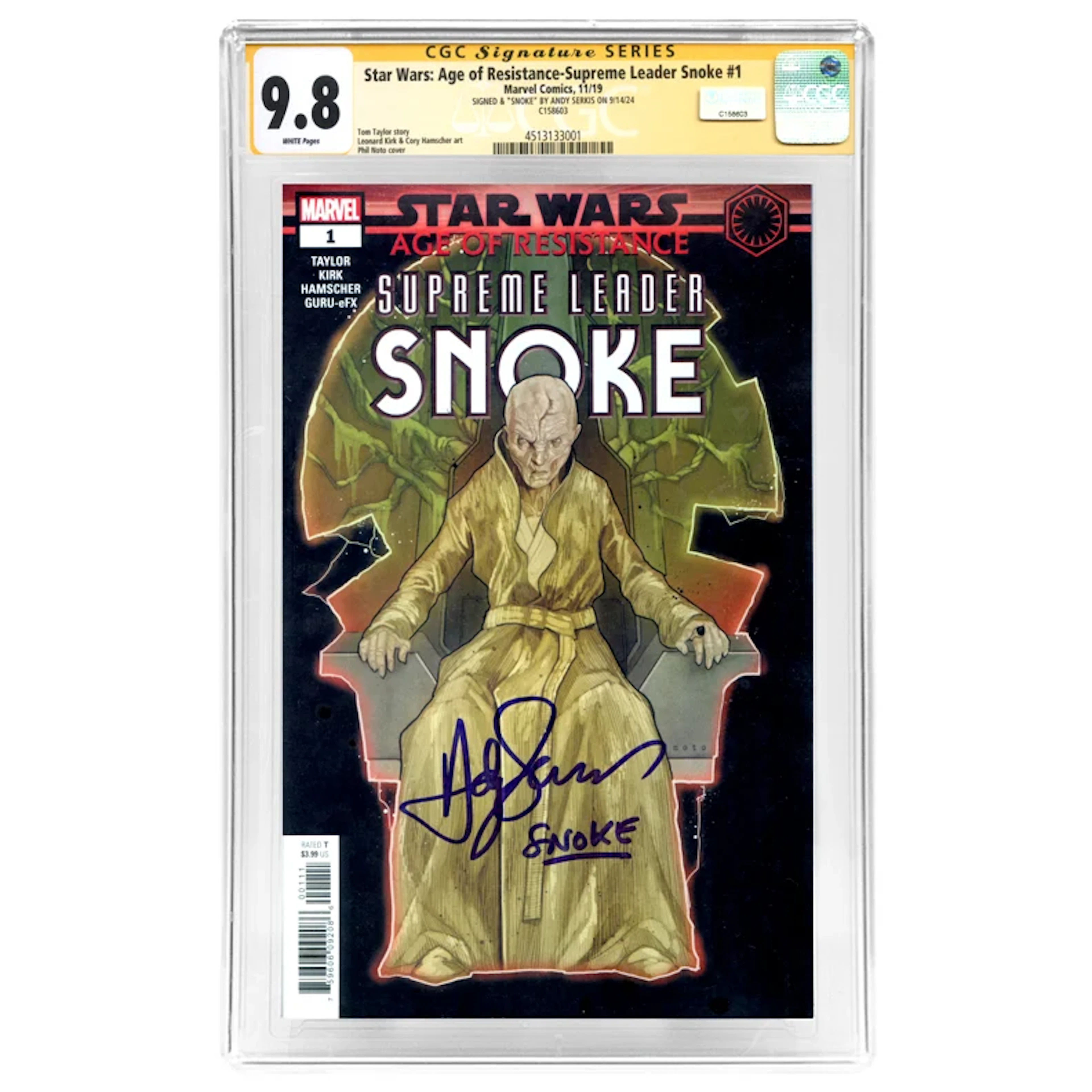 Andy Serkis Autographed 2019 Star Wars Age of Resistance-Supreme Leader