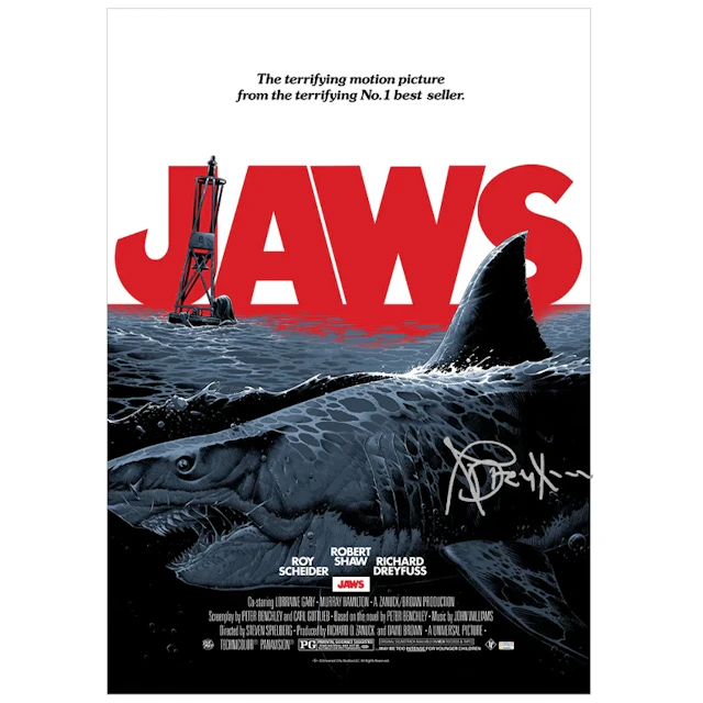 Richard Dreyfuss Autographed Luke Preece Jaws Ltd Ed 16.5 x 23.4 Giclee