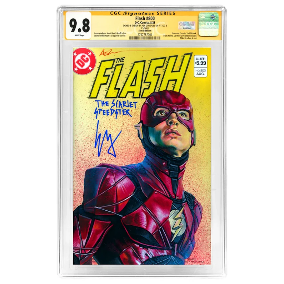 Ezra Miller Autographed 2023 Flash #800 Original Ash Gonzalez Sketch