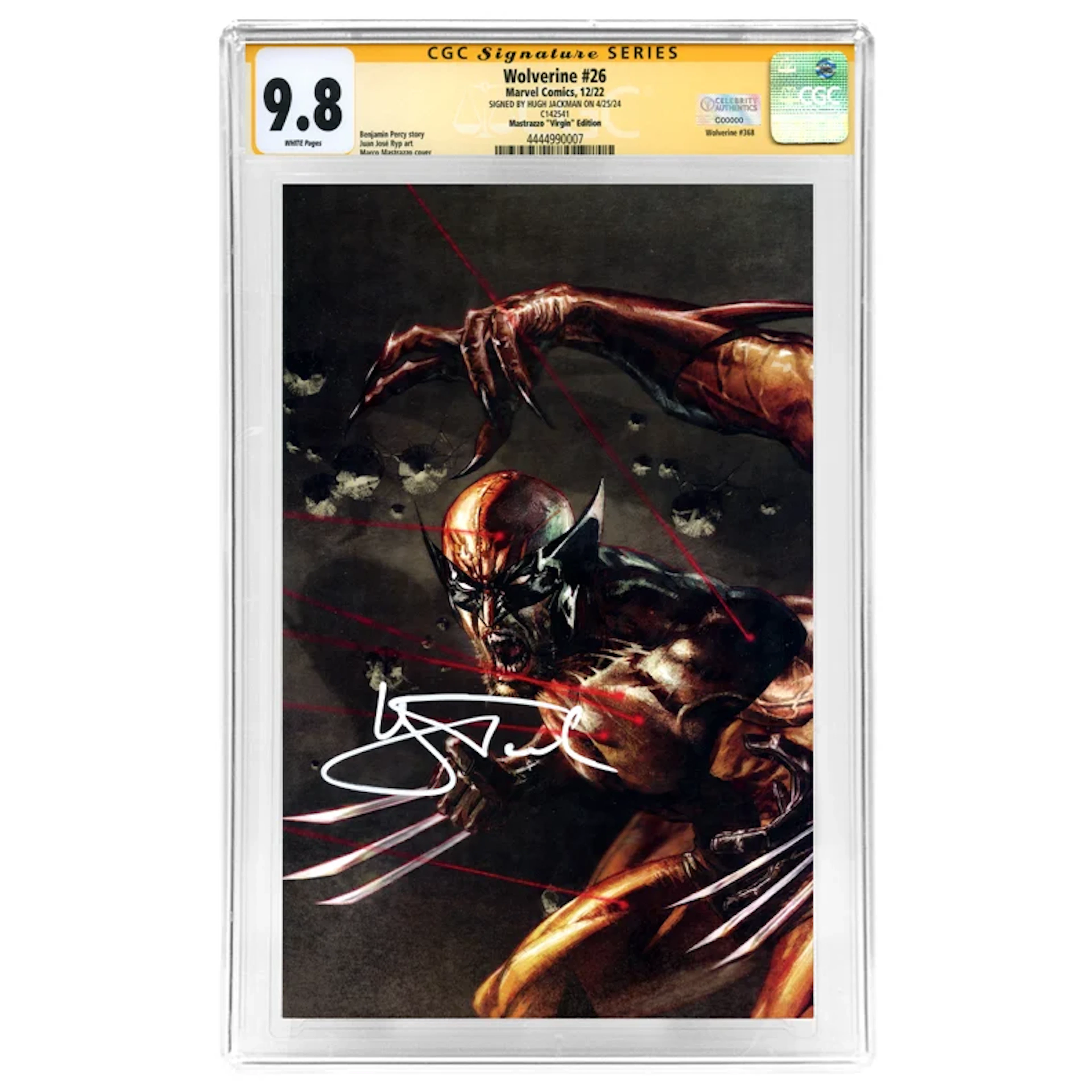 Hugh Jackman Autographed 2022 Wolverine #26 Marco Mastrazzo Virgin