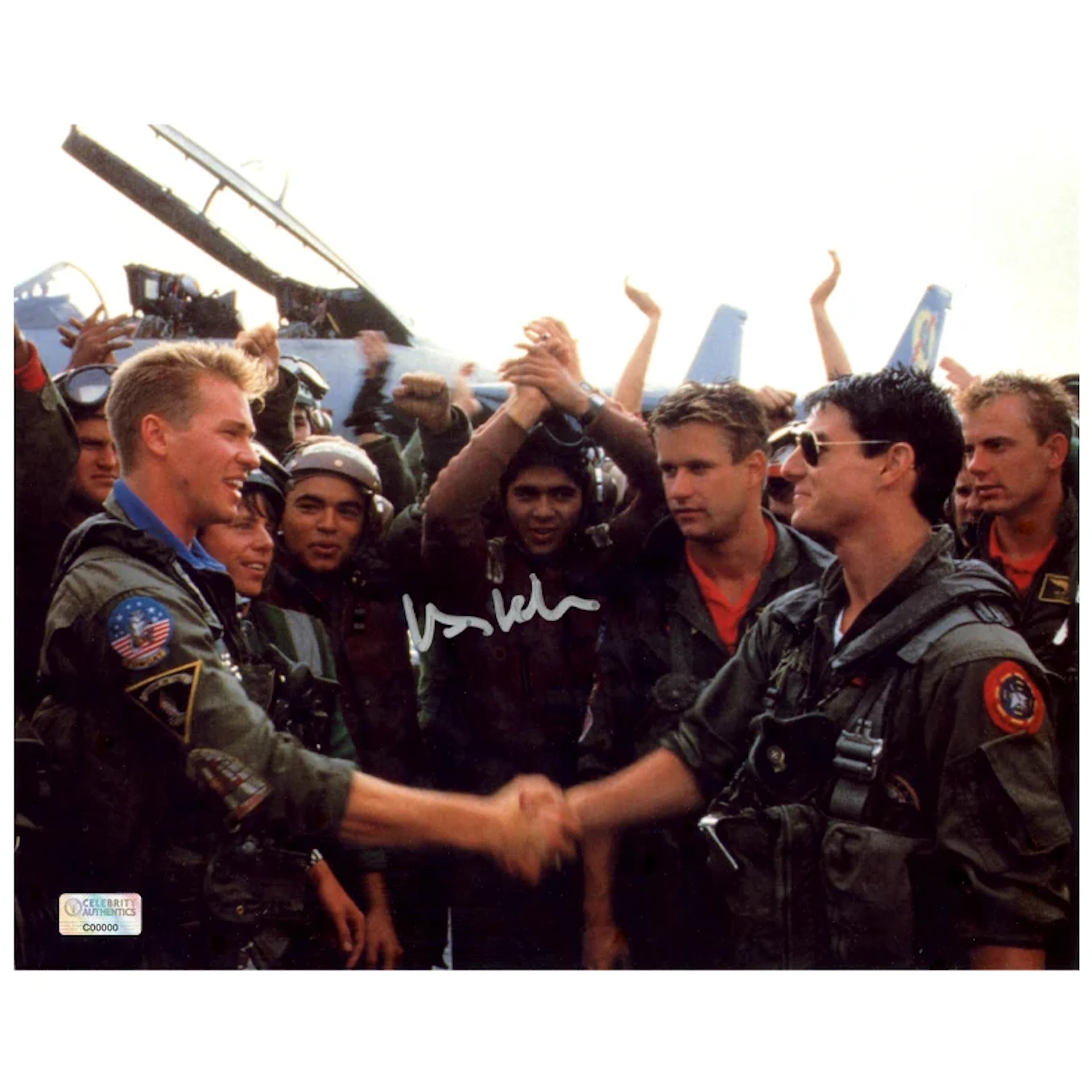 Val Kilmer Autographed Top Gun Iceman and Maverick 8x10 Scene Photo