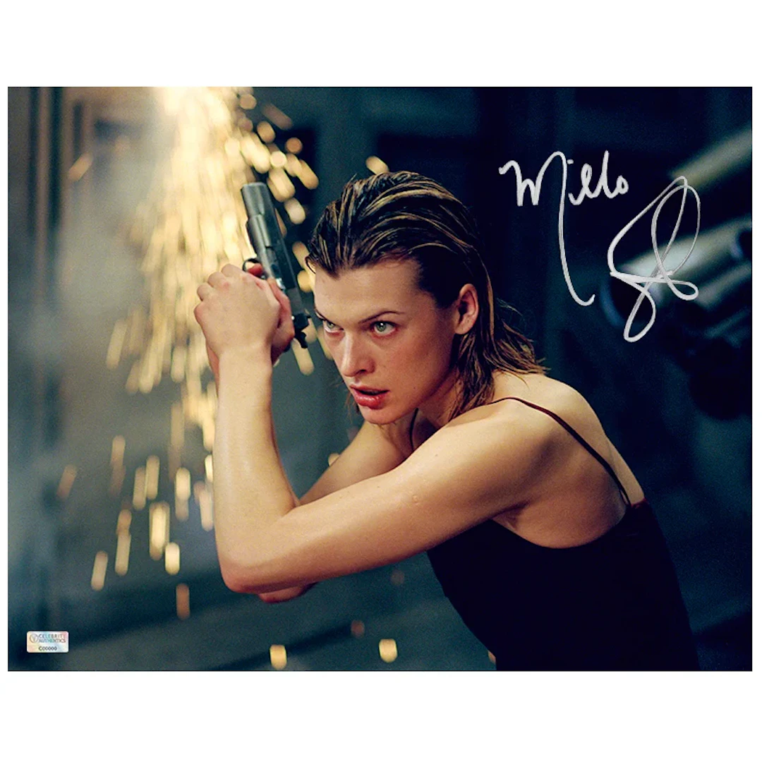 Milla Jovovich Autographed 2002 Resident Evil Alice 11x14 Action Photo