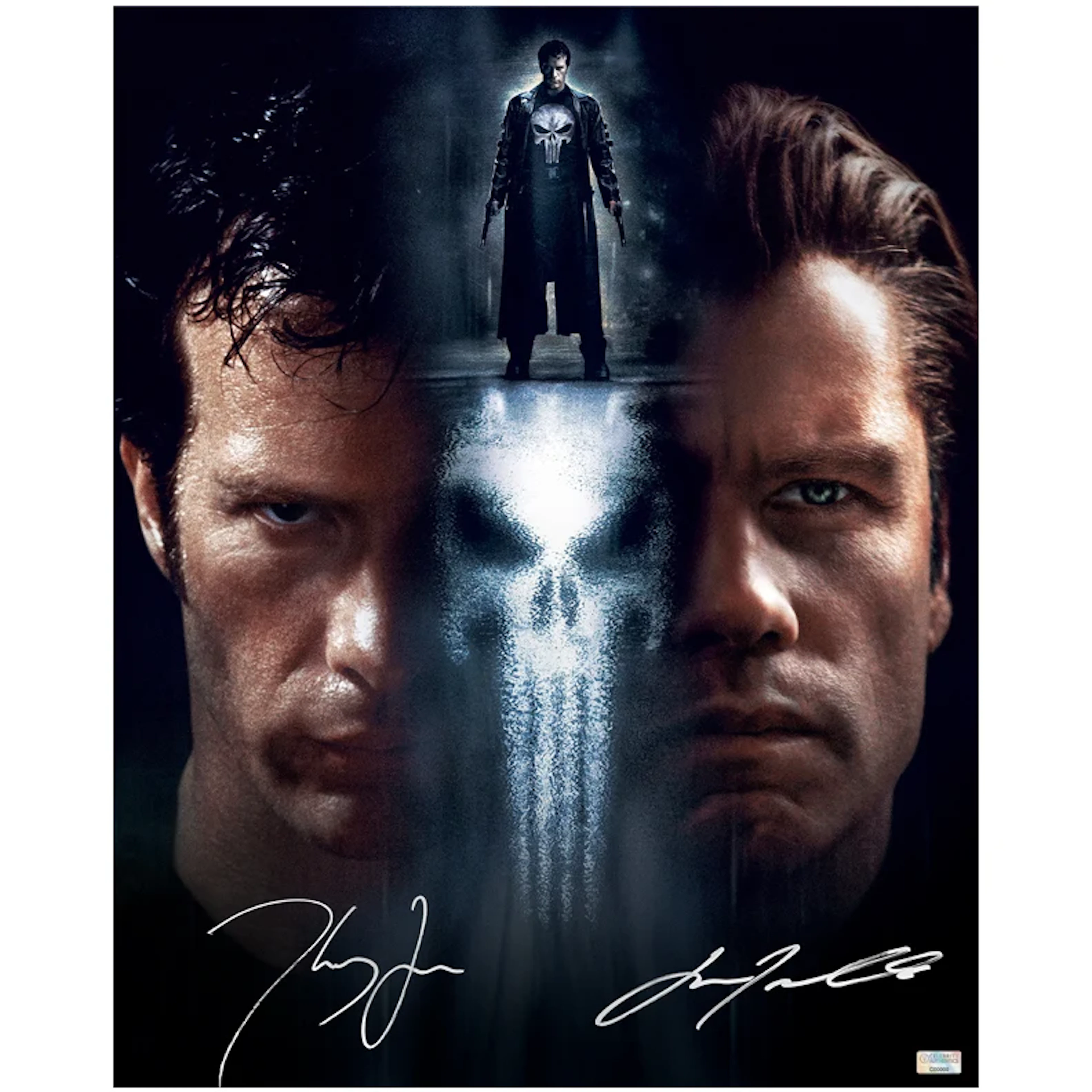 Thomas Jane and John Travolta Autographed 2004 The Punisher Frank