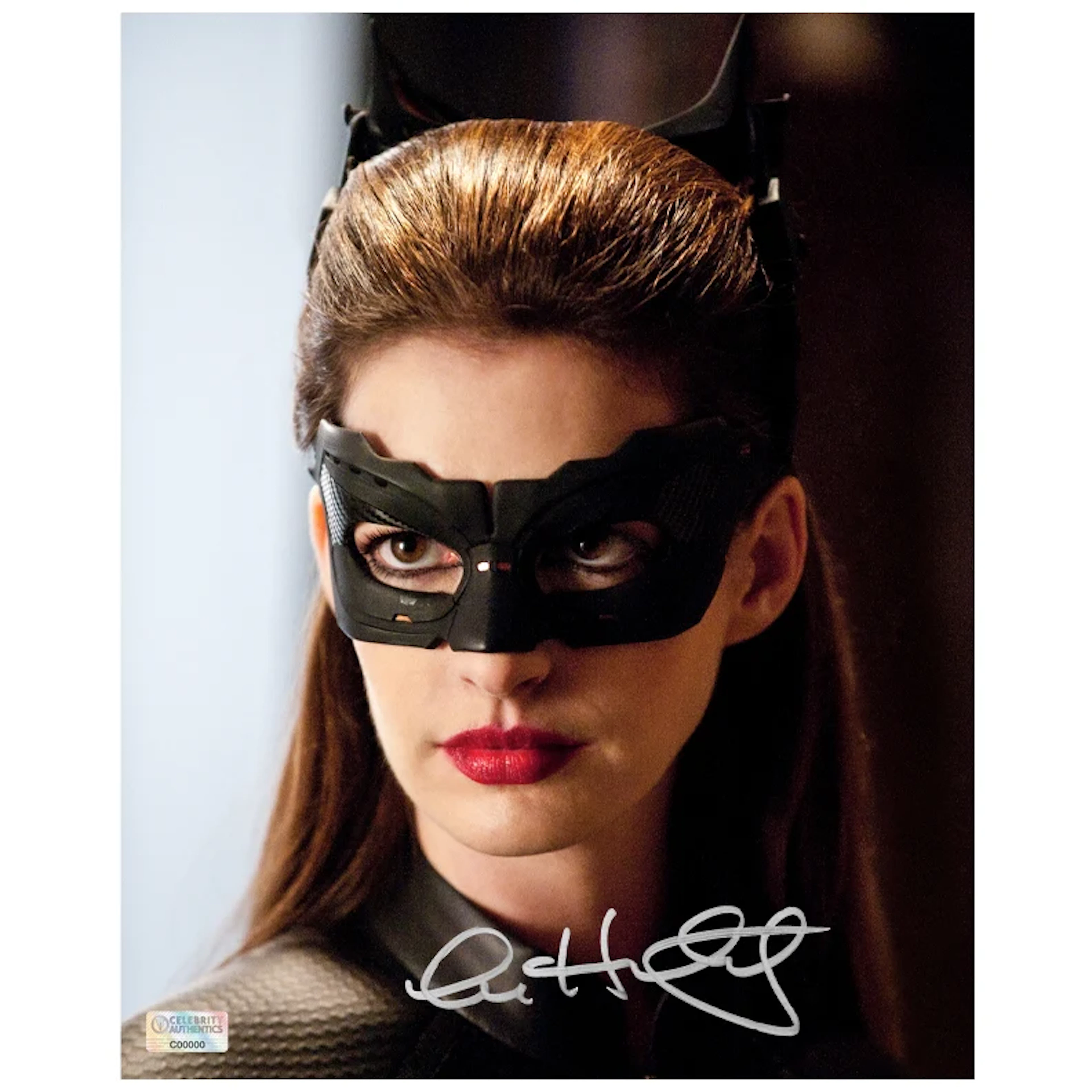 Anne Hathaway Autographed 2012 The Dark Knight Rises Catwoman Closeup