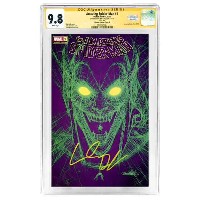 Willem Dafoe Autographed 2022 Amazing Spider-Man #1 Pat Gleason Green
