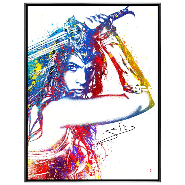Gal Gadot Autographed Michael Ferrari Wonder Woman 33"×43" Framed Canvas Giclée