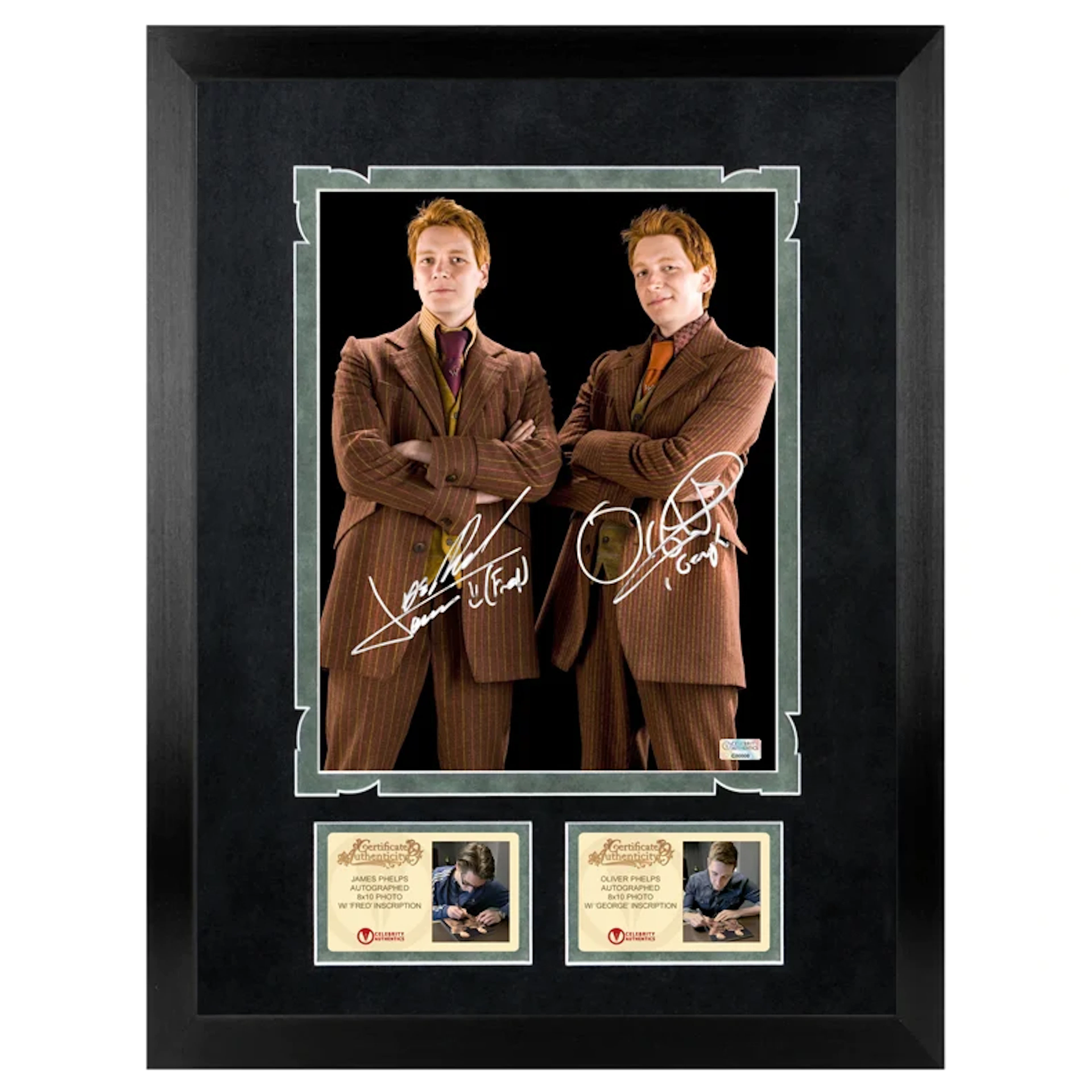 Oliver & James Phelps Autographed Harry Potter Fred & George Weasley 8x10 Photo