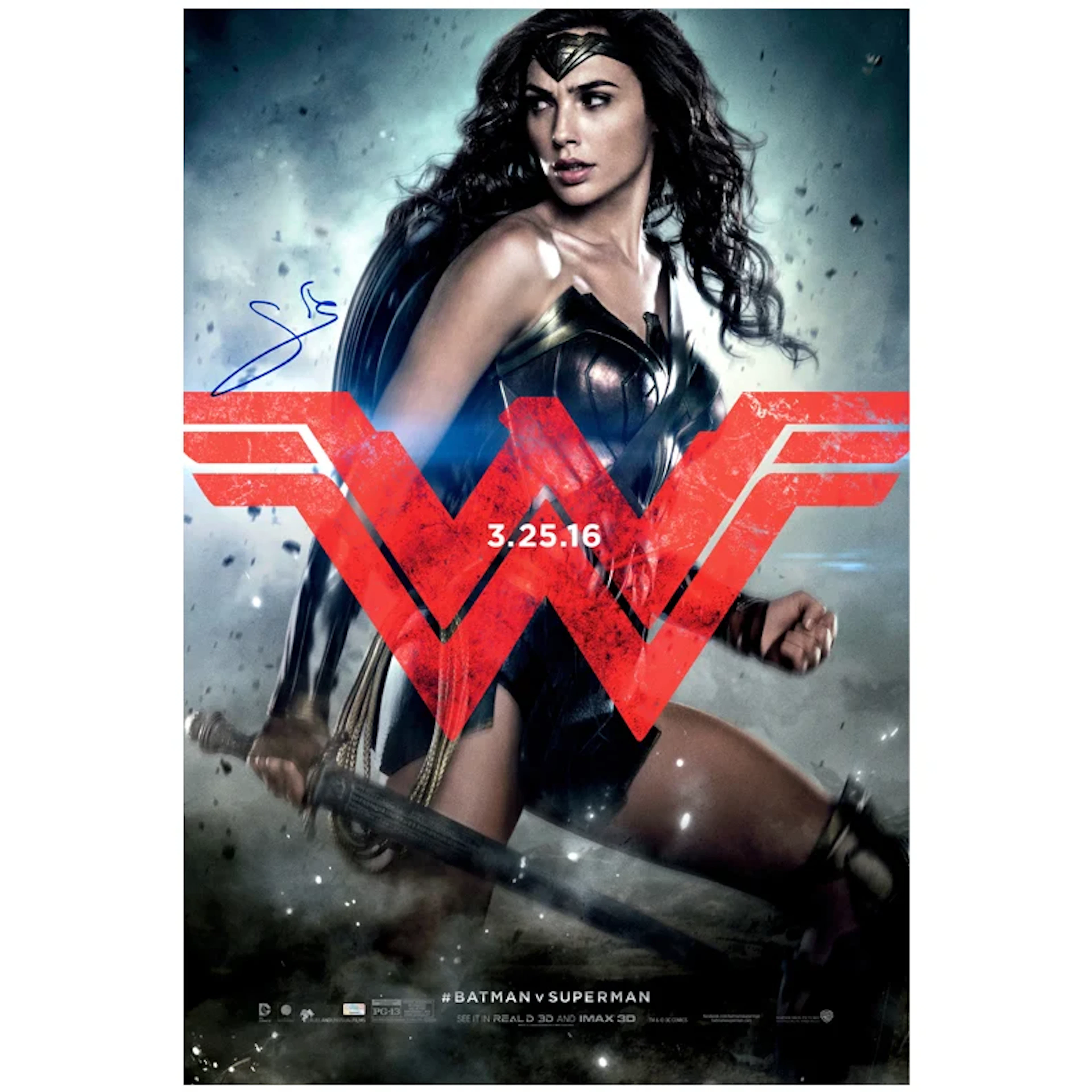 Gal Gadot Autographed 2016 Batman vs Superman Dawn of Justice 27x40