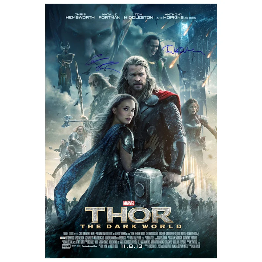 Chris Hemsworth and Tom Hiddleston Autographed Thor: The Dark World