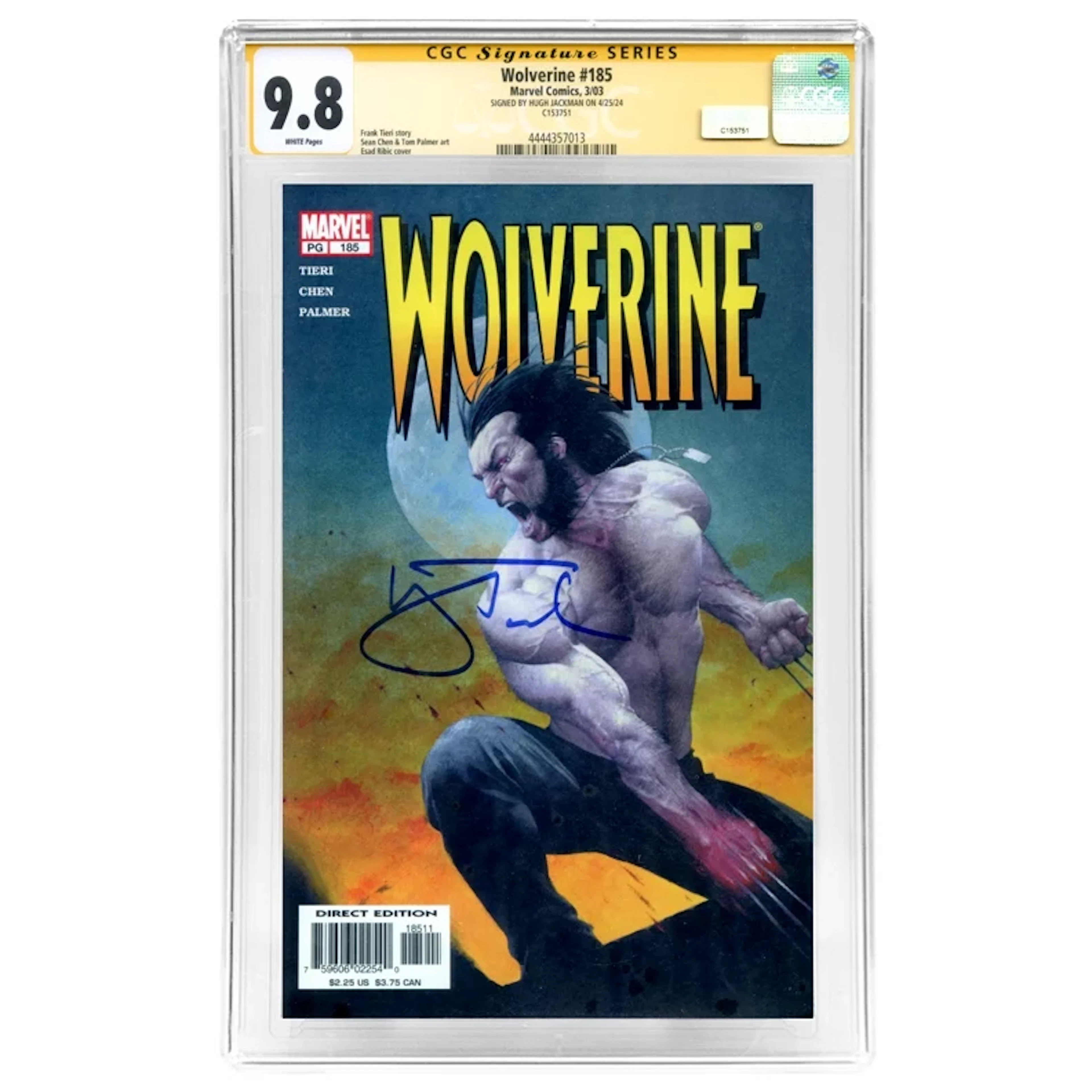 Hugh Jackman Autographed 2023 Wolverine #185 Esad Ribic Cover CGC SS 9.8