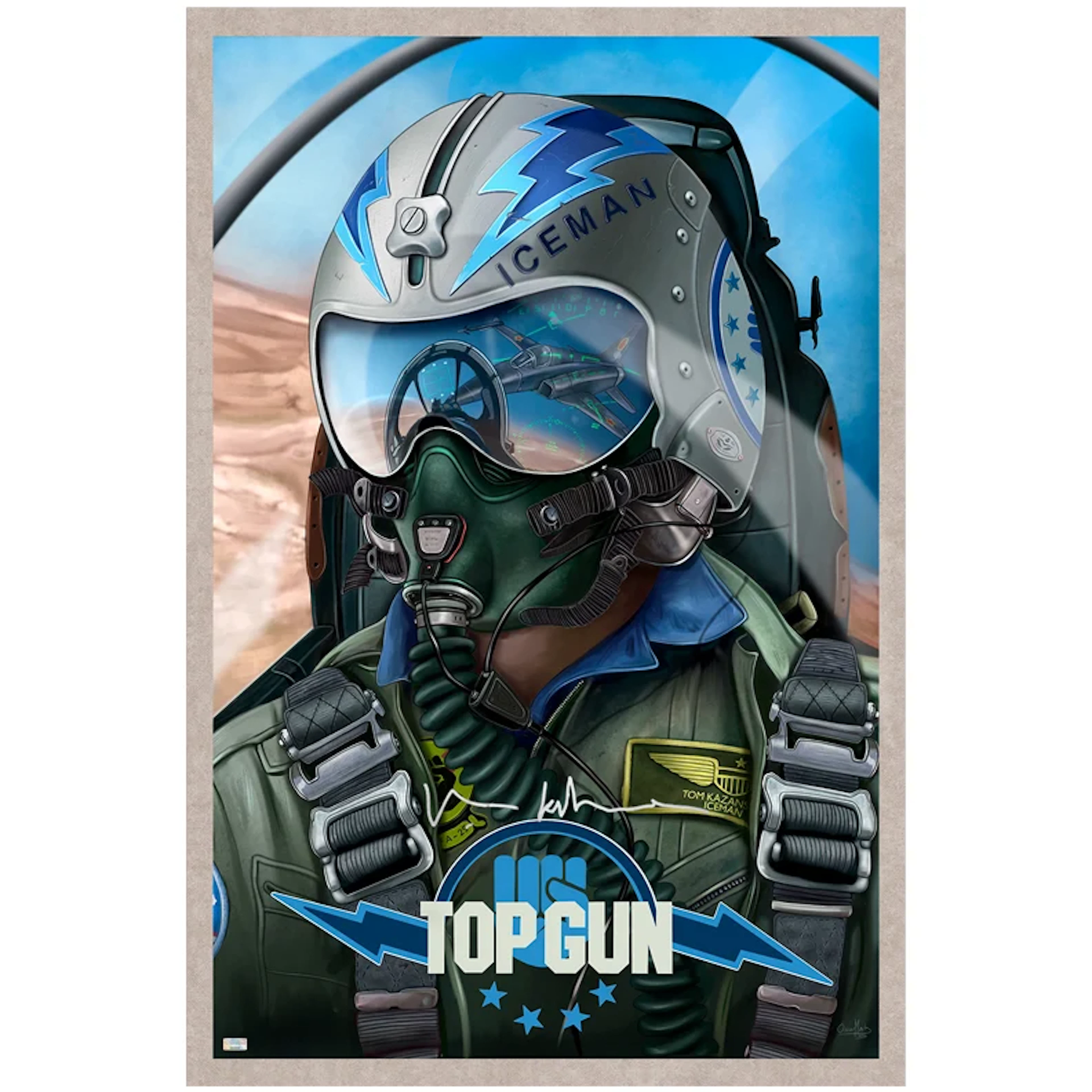 Val Kilmer Autographed Top Gun Iceman 24x36 Giclee Print by Oscar Martinez