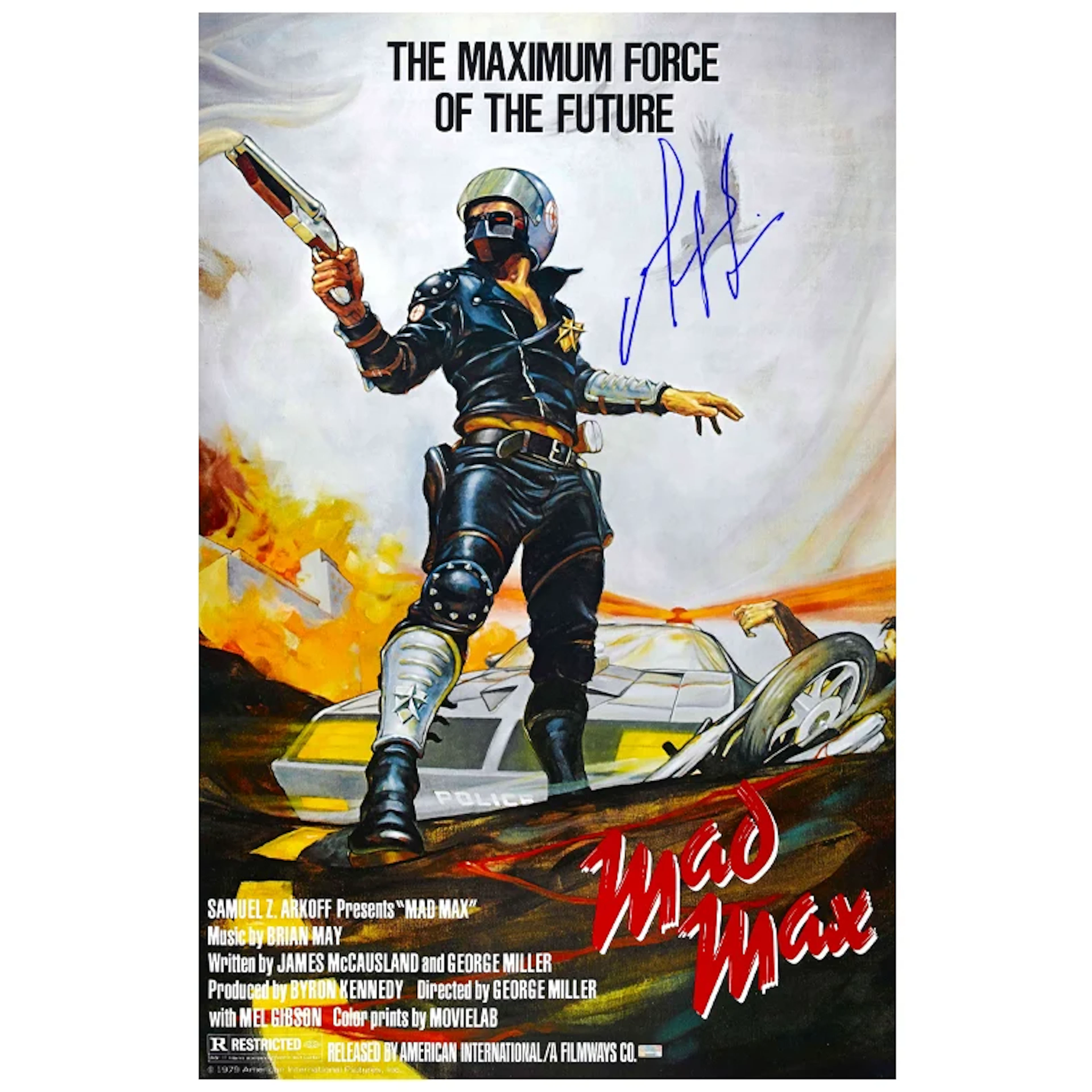 Mel Gibson Autographed 1979 Mad Max 27x40 Movie Poster