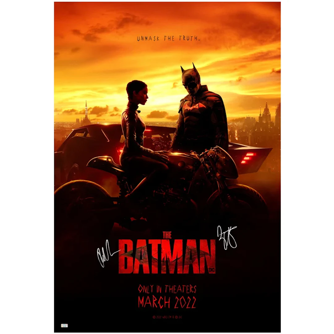 Robert Pattinson, Zoe Kravitz Autographed 2022 The Batman Skyline