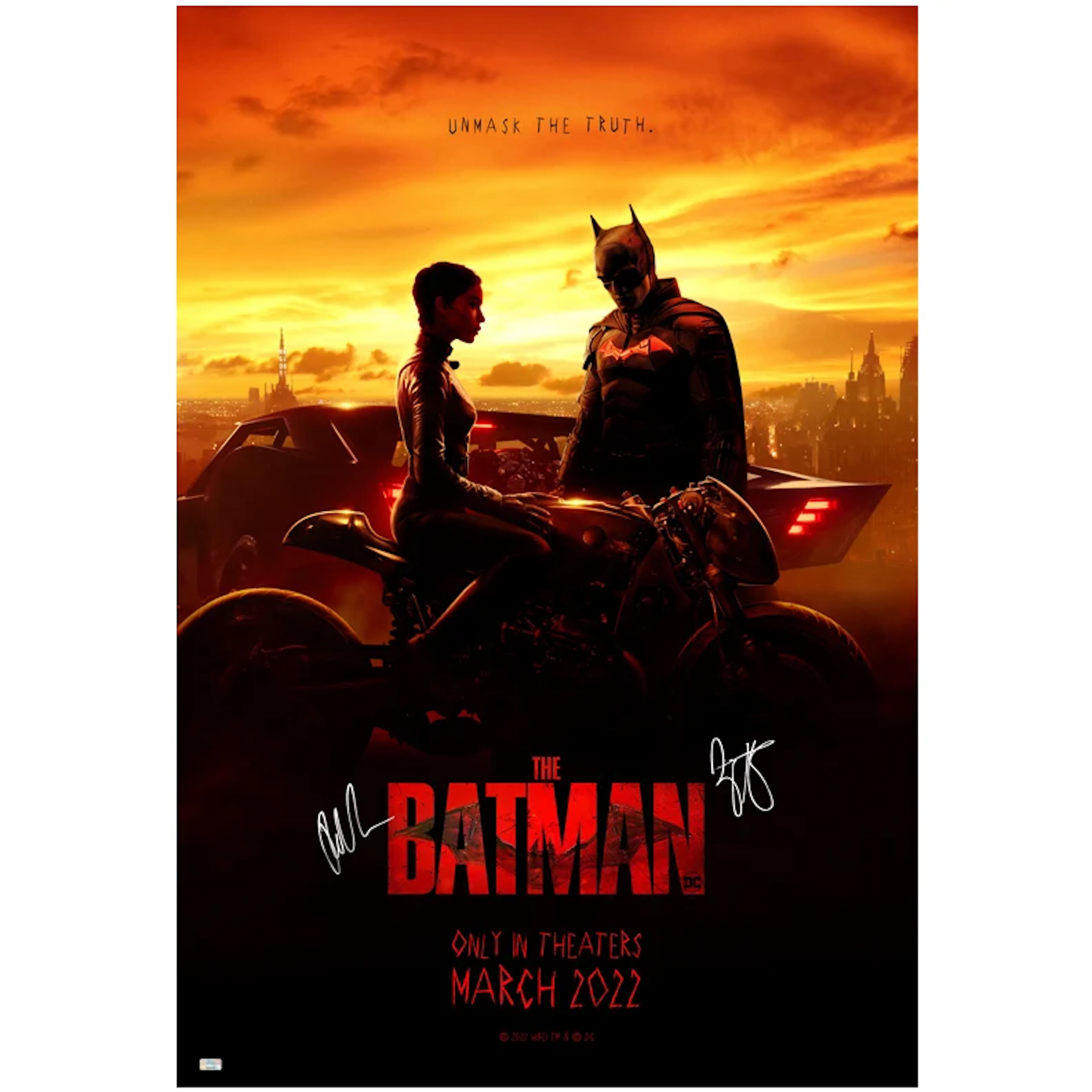 Robert Pattinson, Zoe Kravitz Autographed 2022 The Batman Skyline