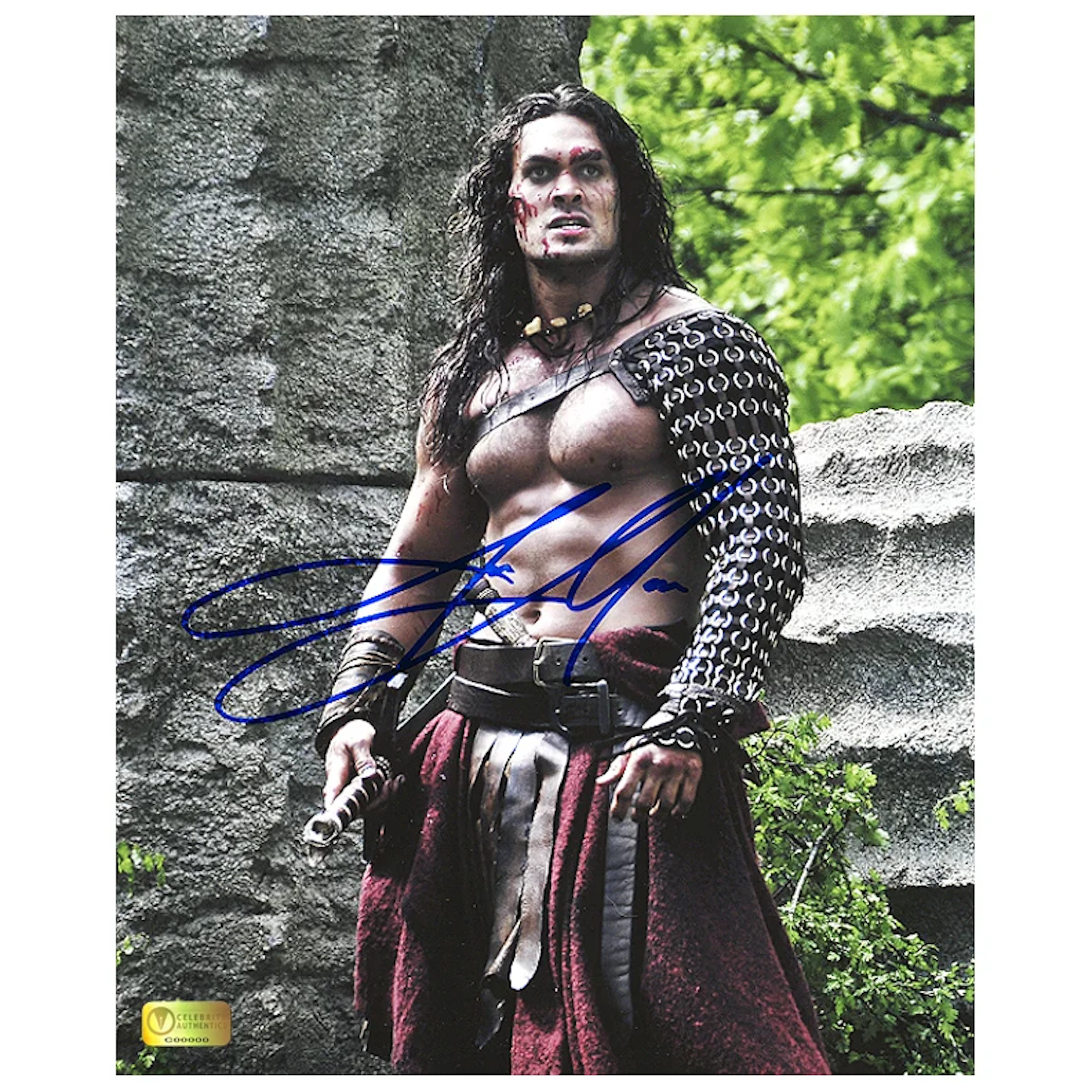 Jason Momoa Autographed Conan Battle Victory 8x10 Photo