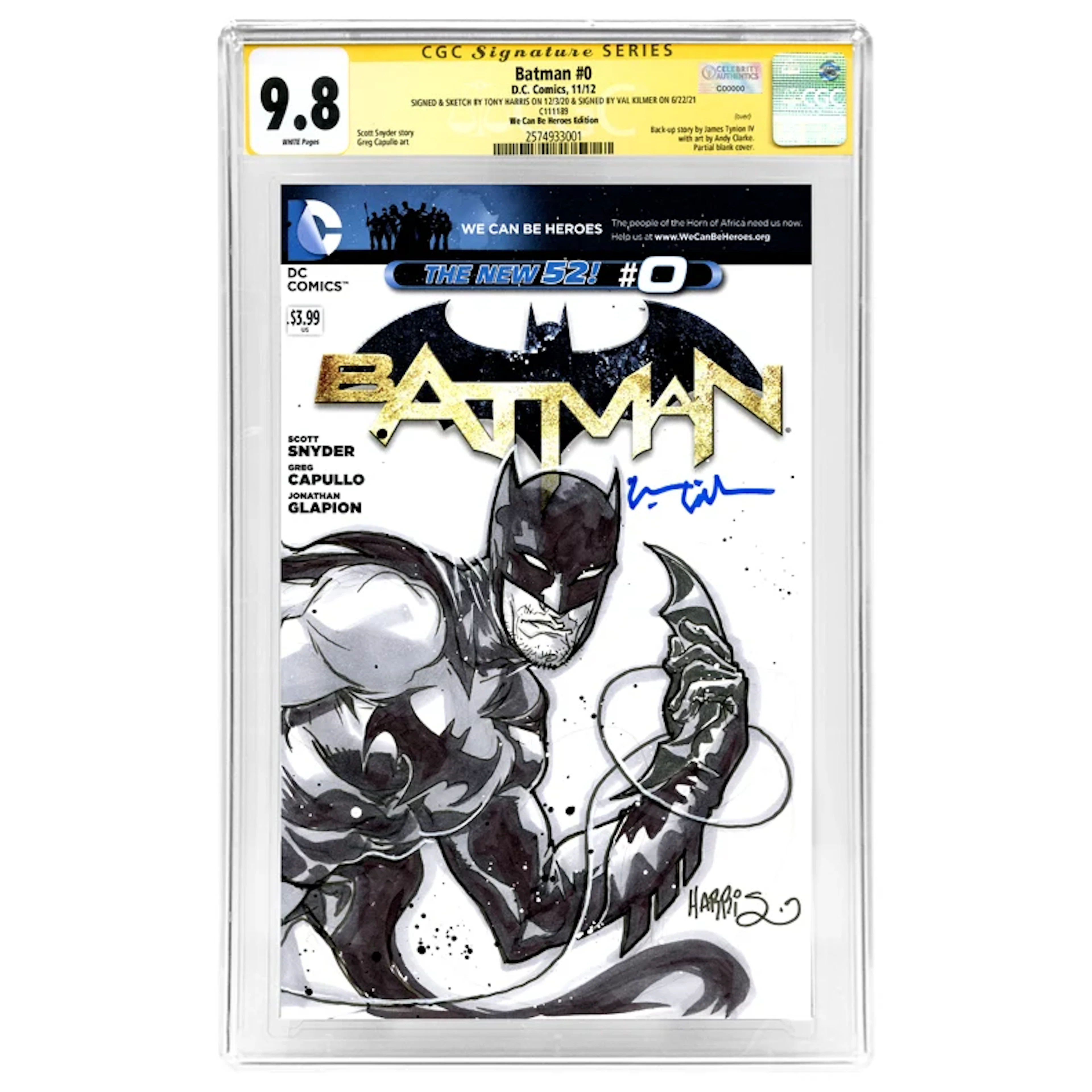 Val Kilmer Autographed Batman #0 with Tony Harris Double Sided Original