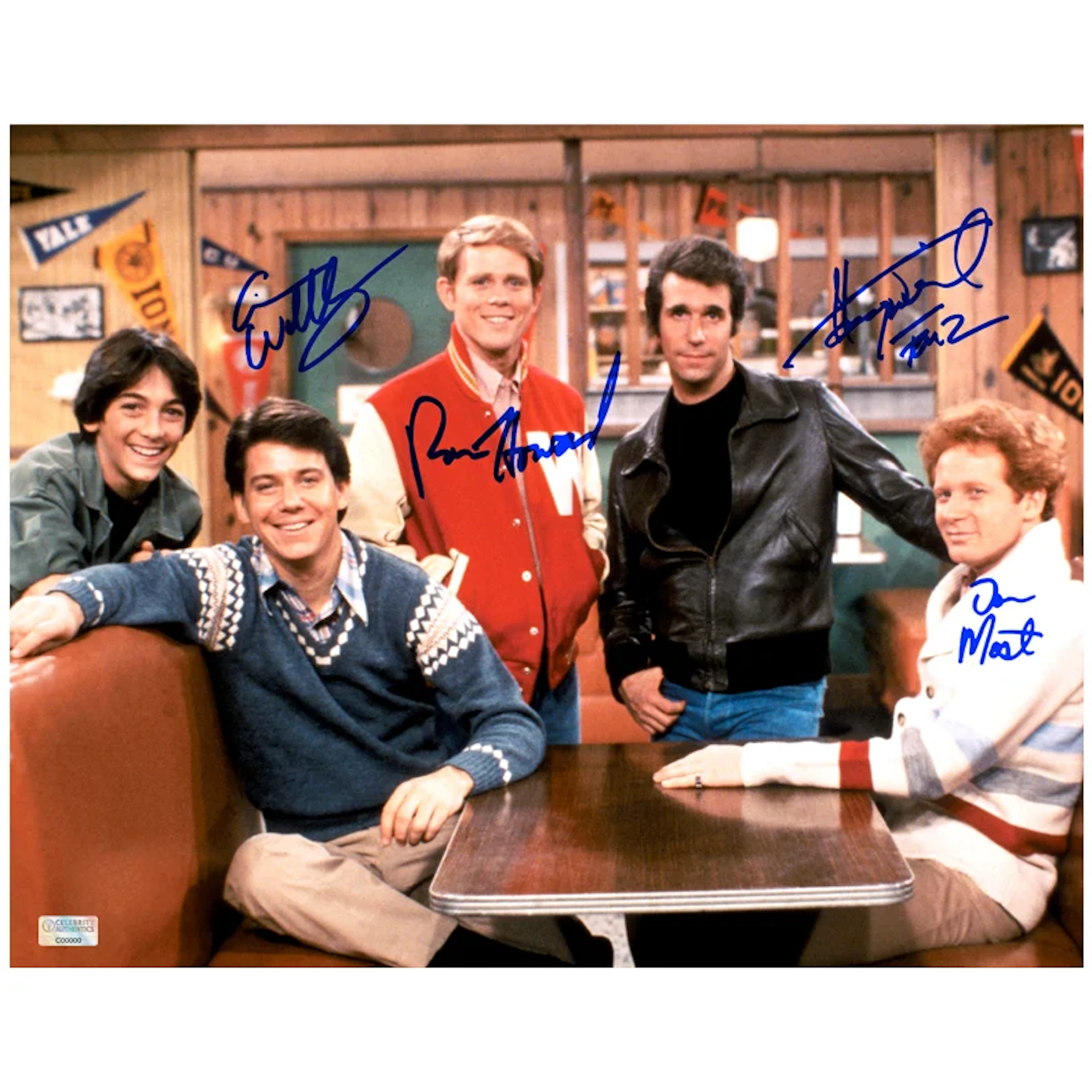 Ron Howard, Henry Winkler, Anson Williams, Don Most Cast Autographed