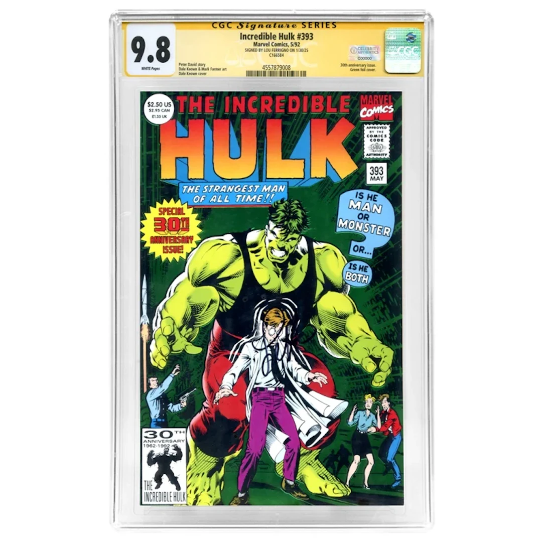 Lou Ferrigno Autographed 1992 Incredible Hulk #393 Keown Cover CGC SS 9.8