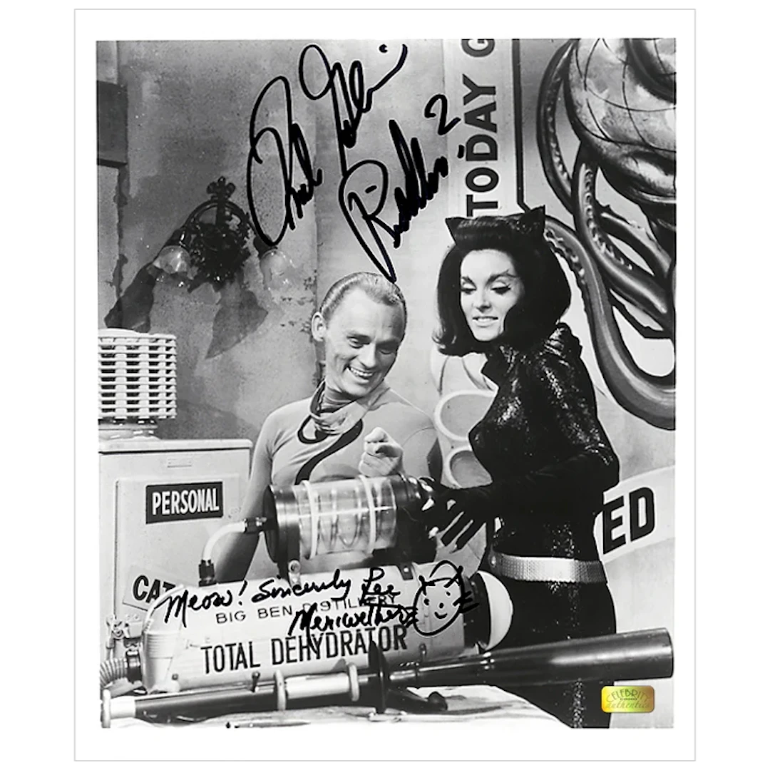 Frank Gorshin and Lee Meriwether Autographed 8×10 Riddler and Catwoman