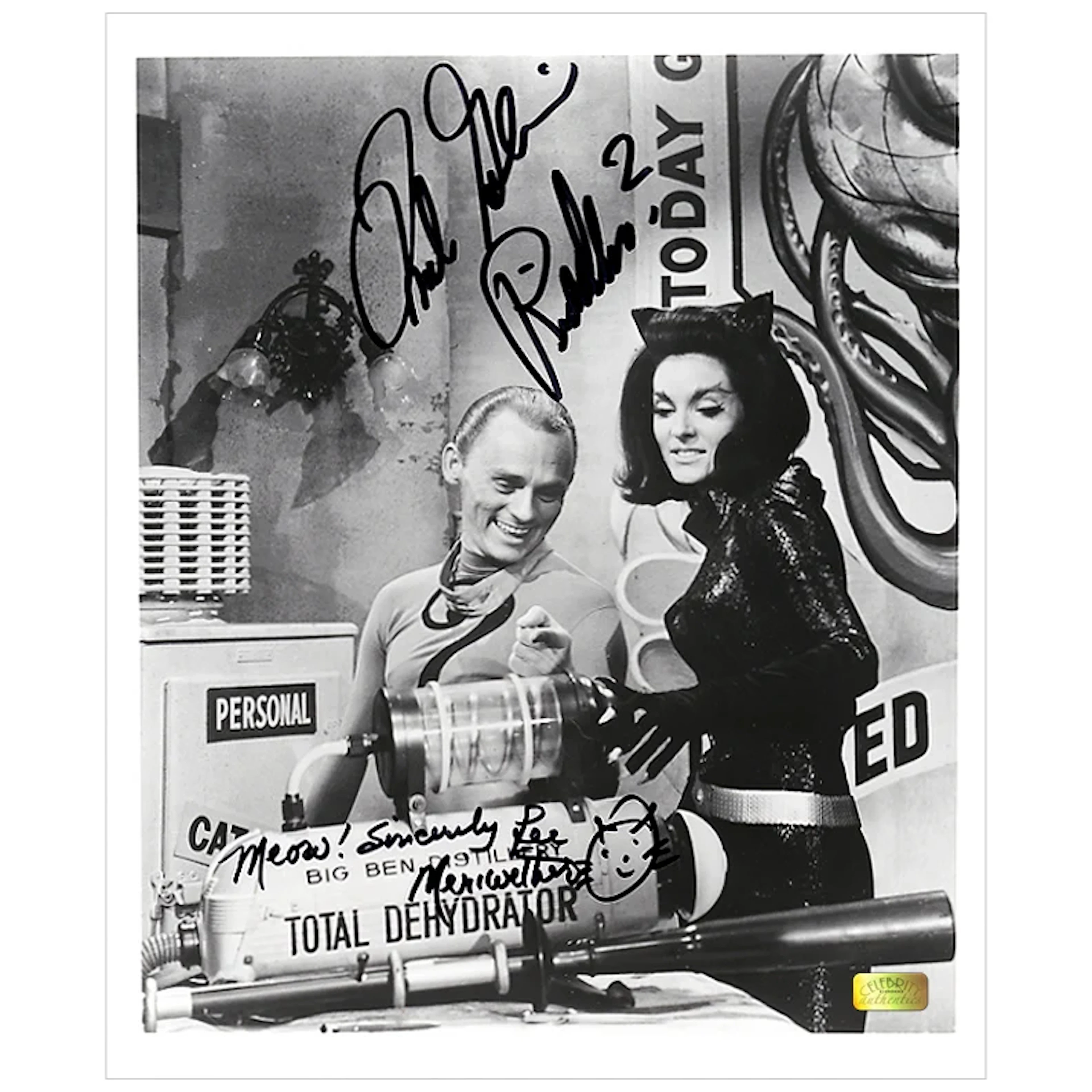 Frank Gorshin and Lee Meriwether Autographed 8×10 Riddler and Catwoman