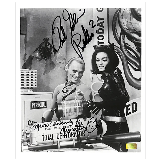 Frank Gorshin and Lee Meriwether Autographed 8×10 Riddler and Catwoman