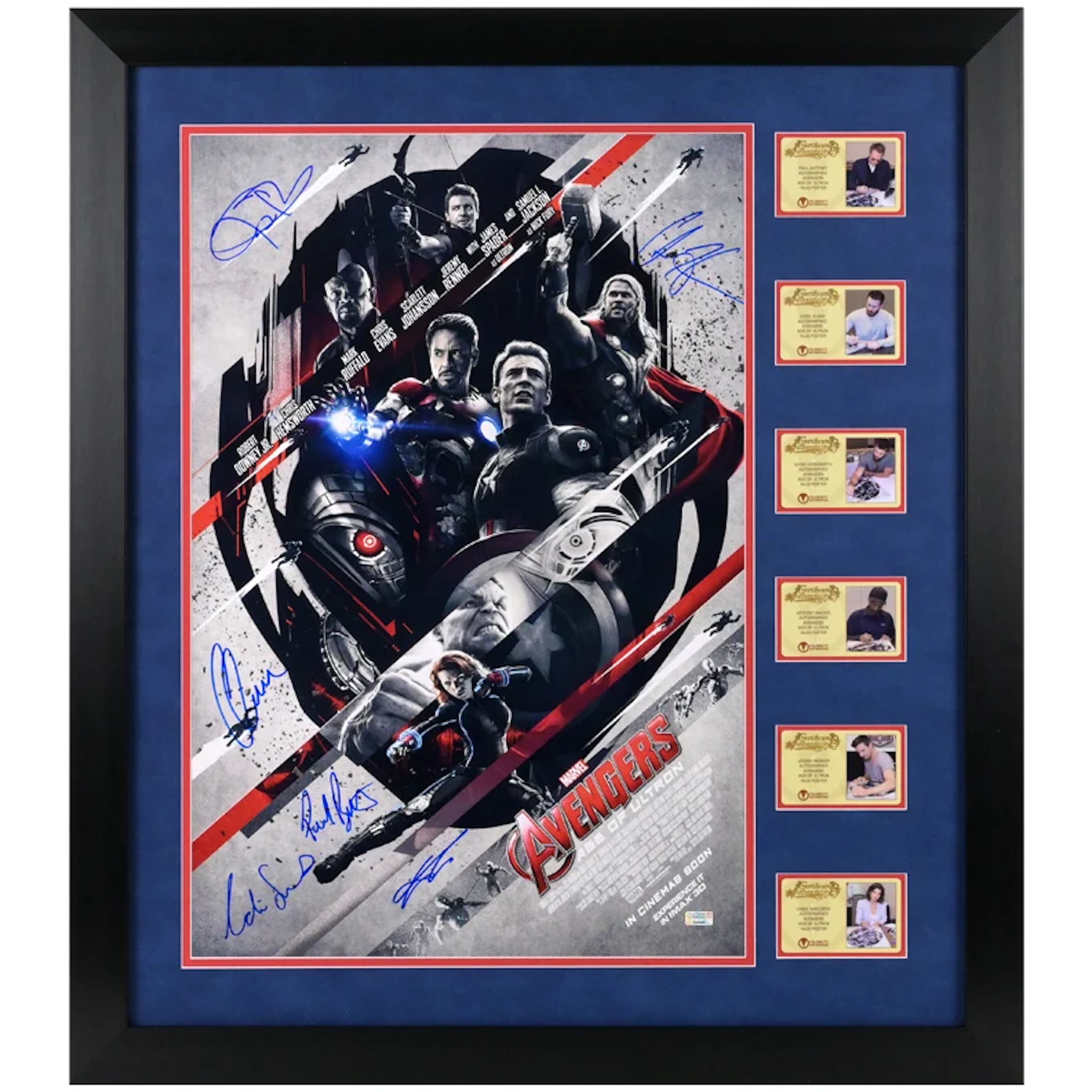 Avengers Cast Autographed 2015 Avengers Age of Ultron 16x24 Framed Poster