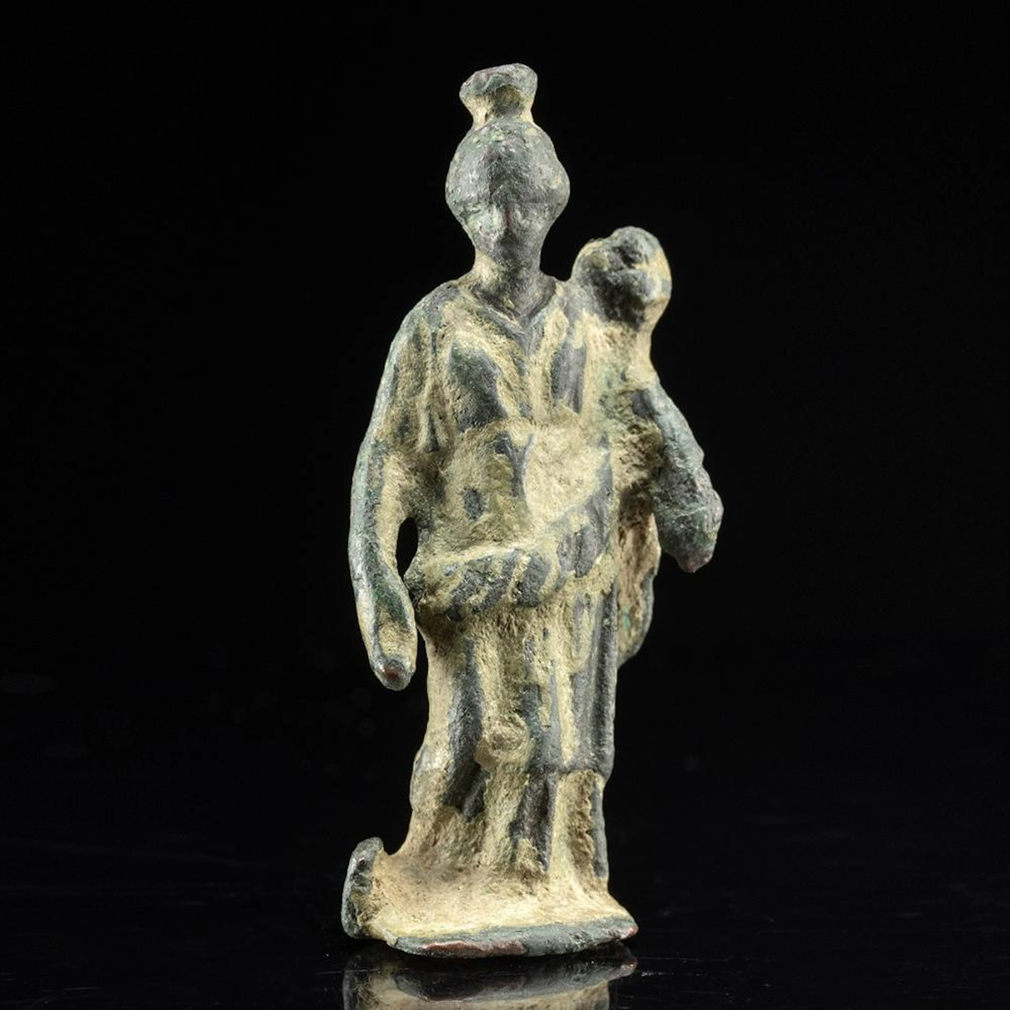 Roman Miniature Figure of Fortuna with Cornucopia and Modius