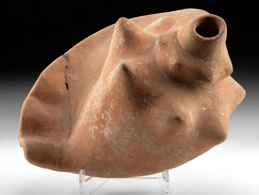 Ancient Colima Pottery Conch Shell Ritual Vessel