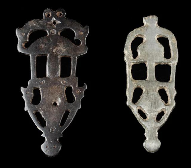 7th C. Slavic / Byzantine High-Tin Bronze Fibula, 2pc