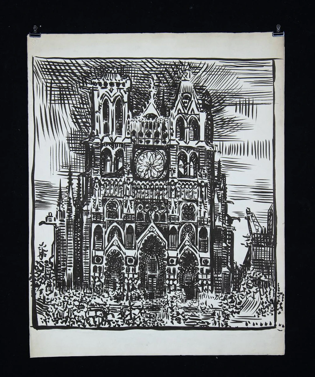 Edith Kramer Ink Drawing - Amiens (1948)