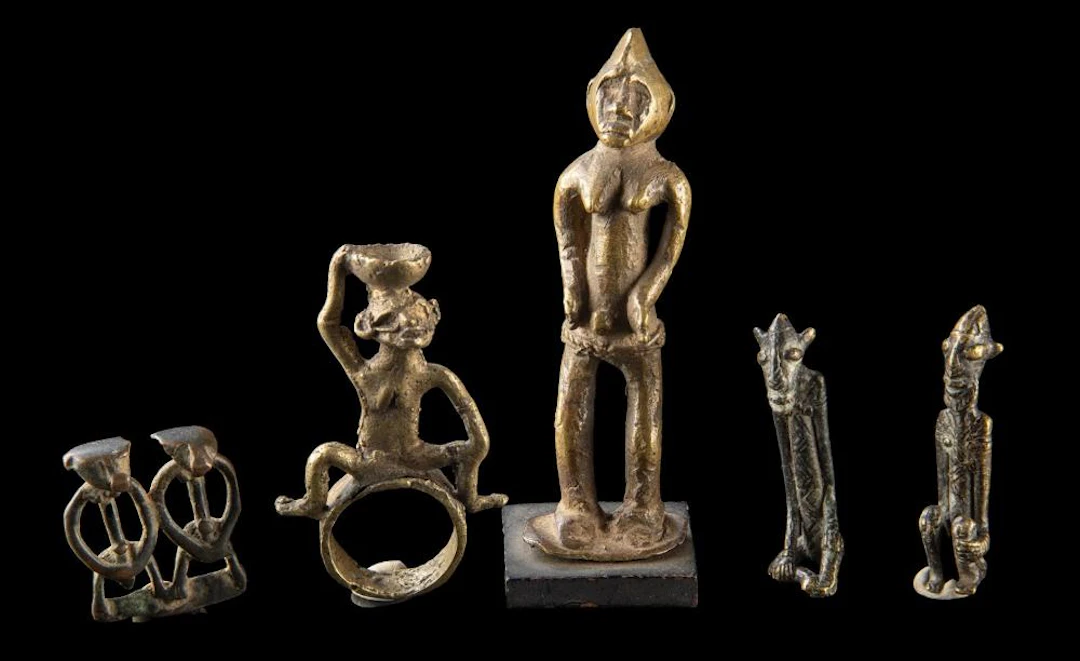 Lot of 5 Senufo and Dogon Brass Miniature Figures
