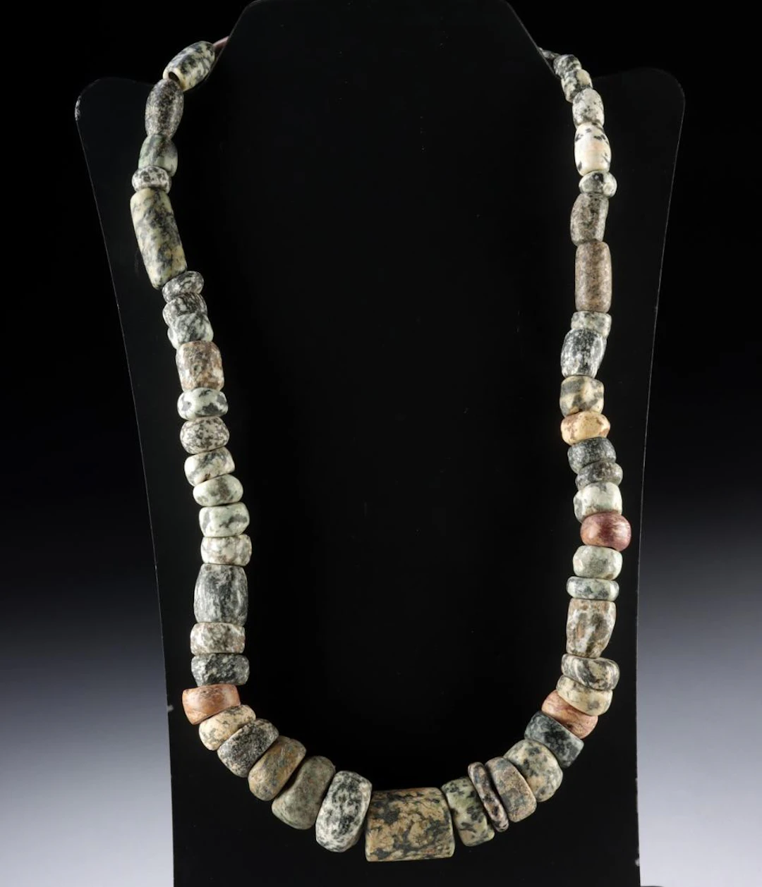 West African Granite Bead Necklace - Mottled Hardstone Strand
