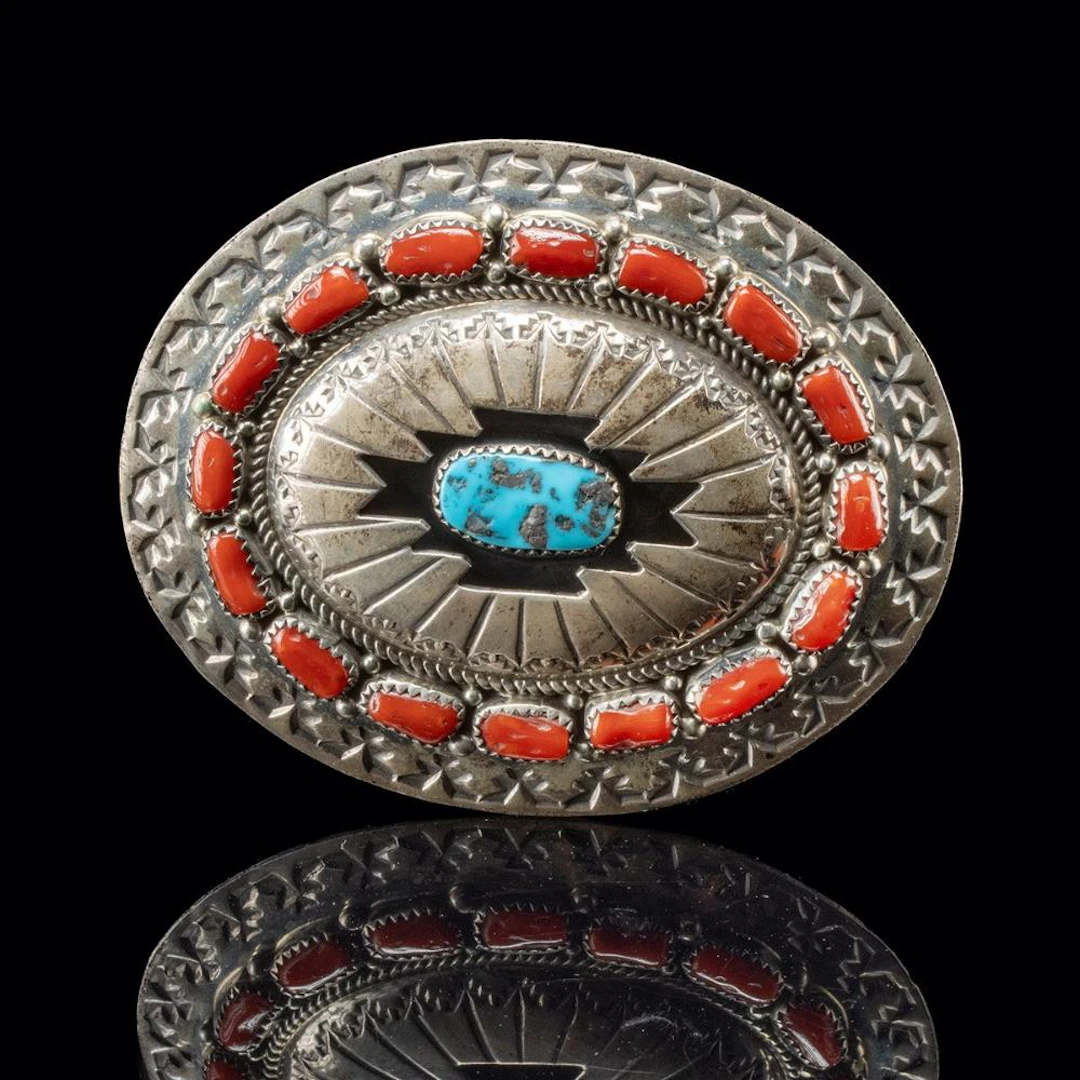 Wilbert Muskett Sr. Navajo Sterling Silver Shadowbox Belt Buckle |