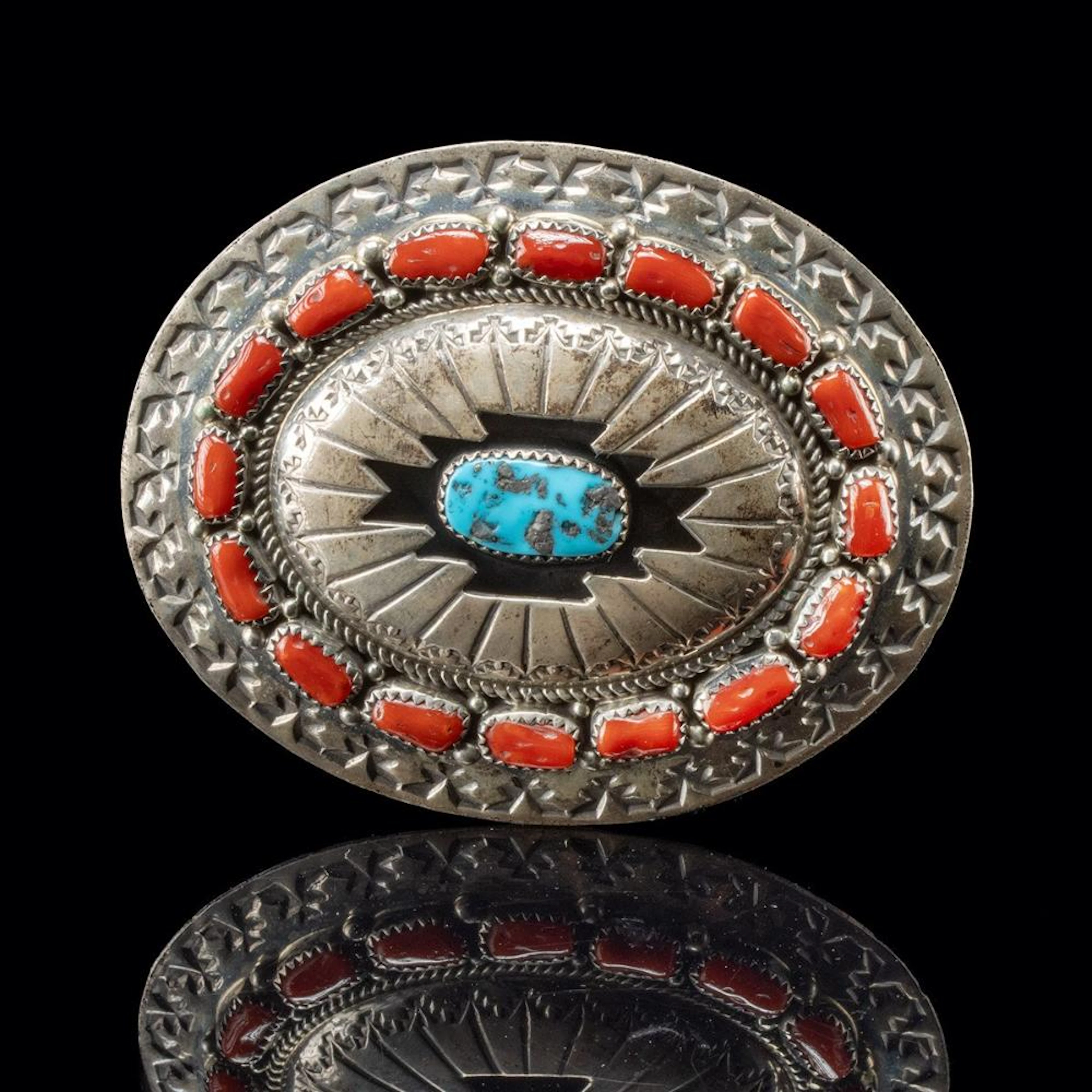 Wilbert Muskett Sr. Navajo Sterling Silver Shadowbox Belt Buckle |