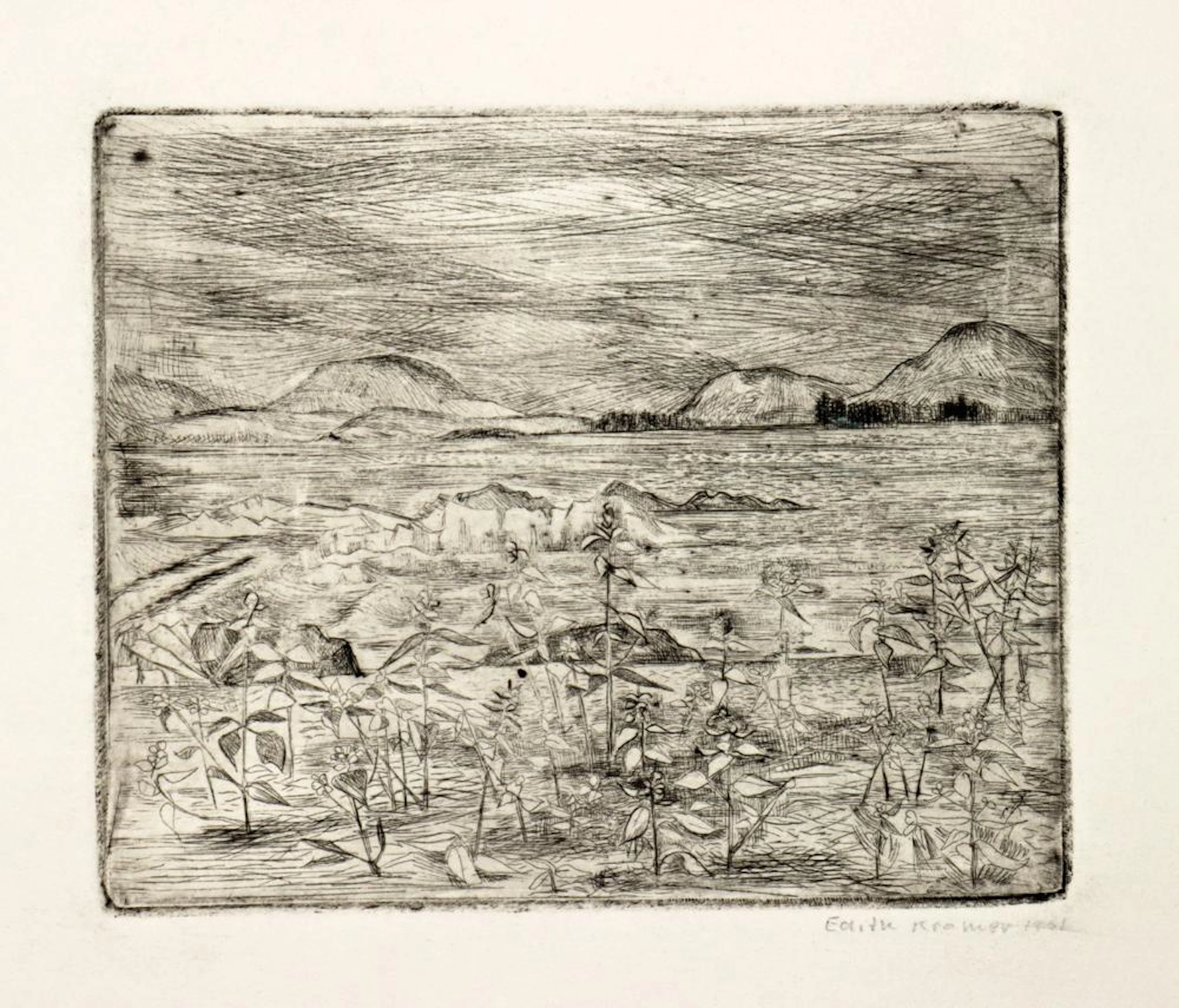 Edith Kramer Etching - Landscape (1961)